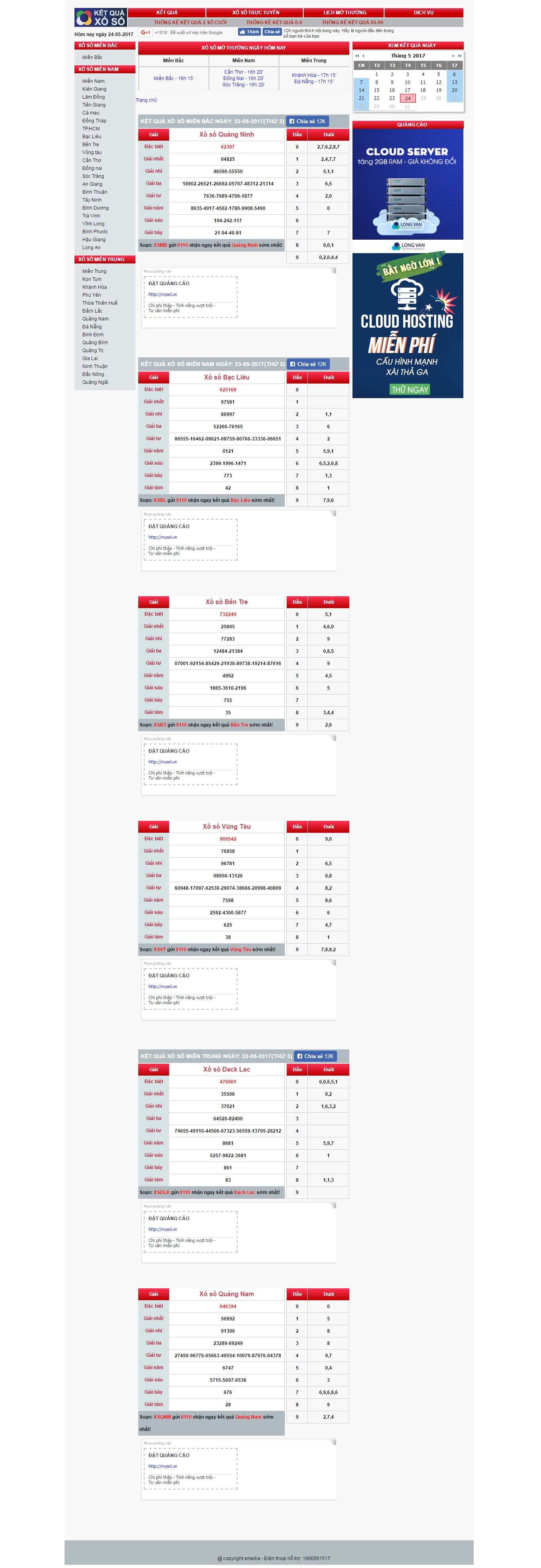 Thiết kế Web kết quả xổ số kqxs.vn