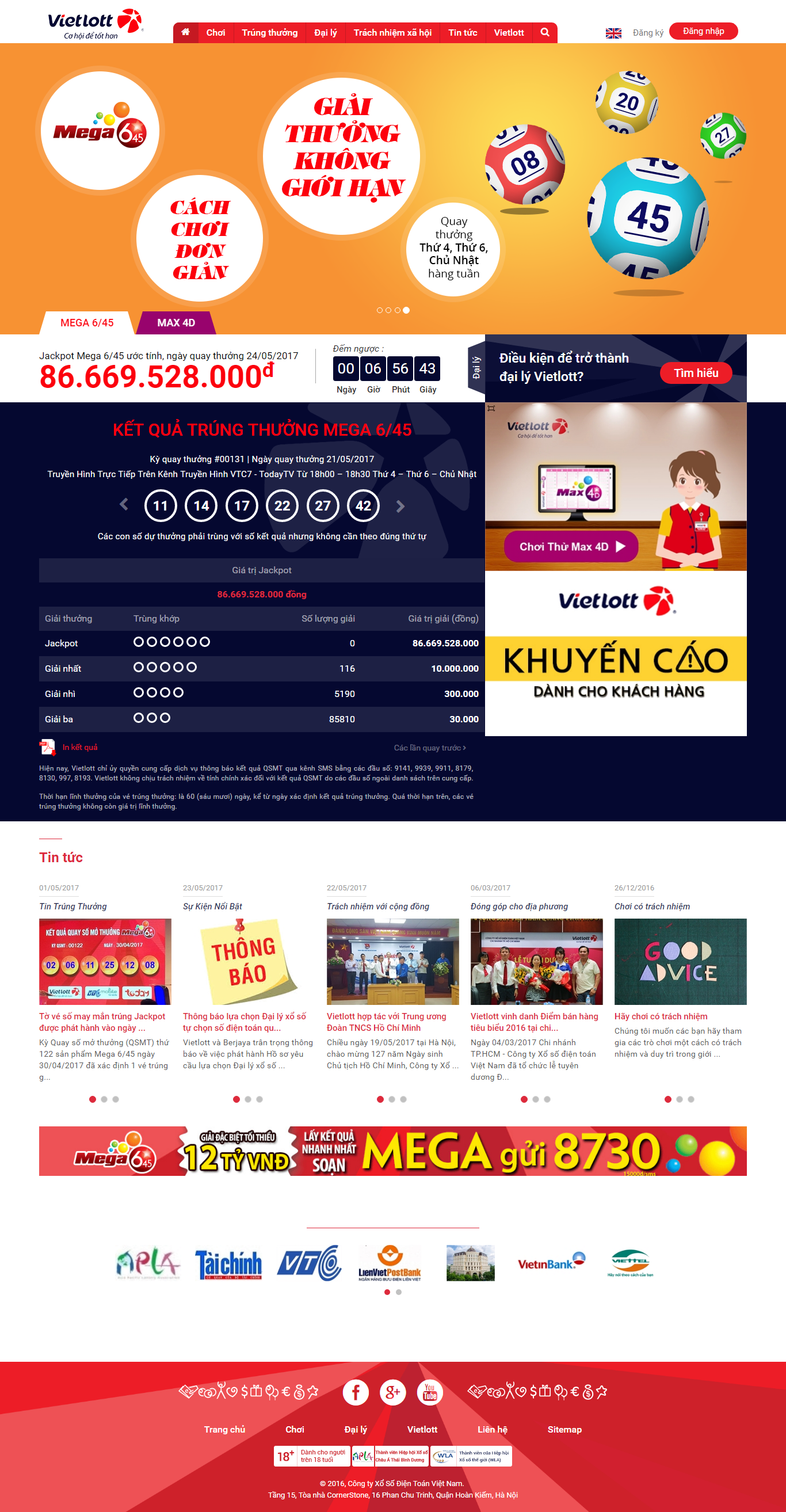 Thiết kế Web kết quả xổ số vietlott.vn