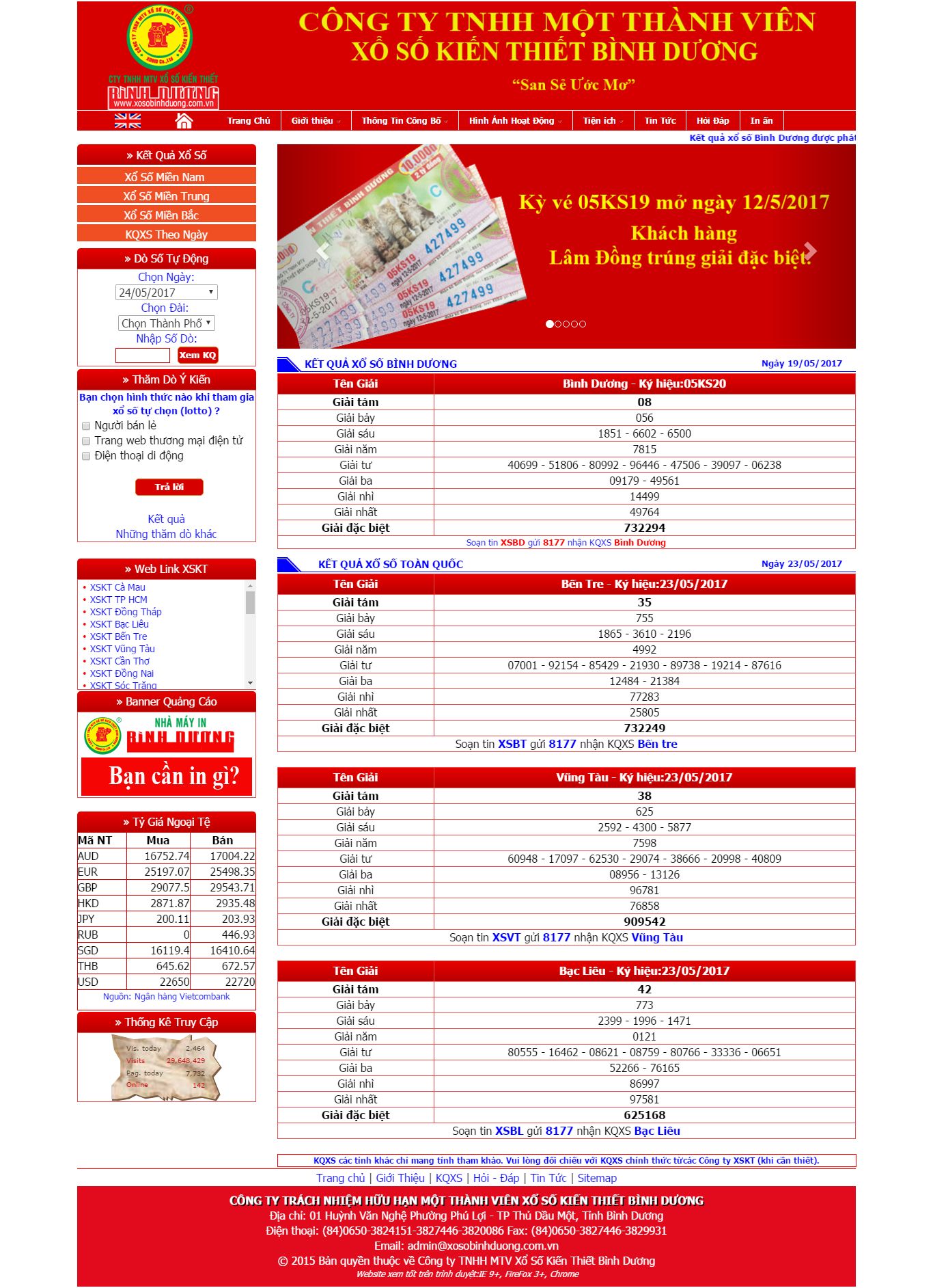 Thiết kế Web kết quả xổ số xosobinhduong.com.vn