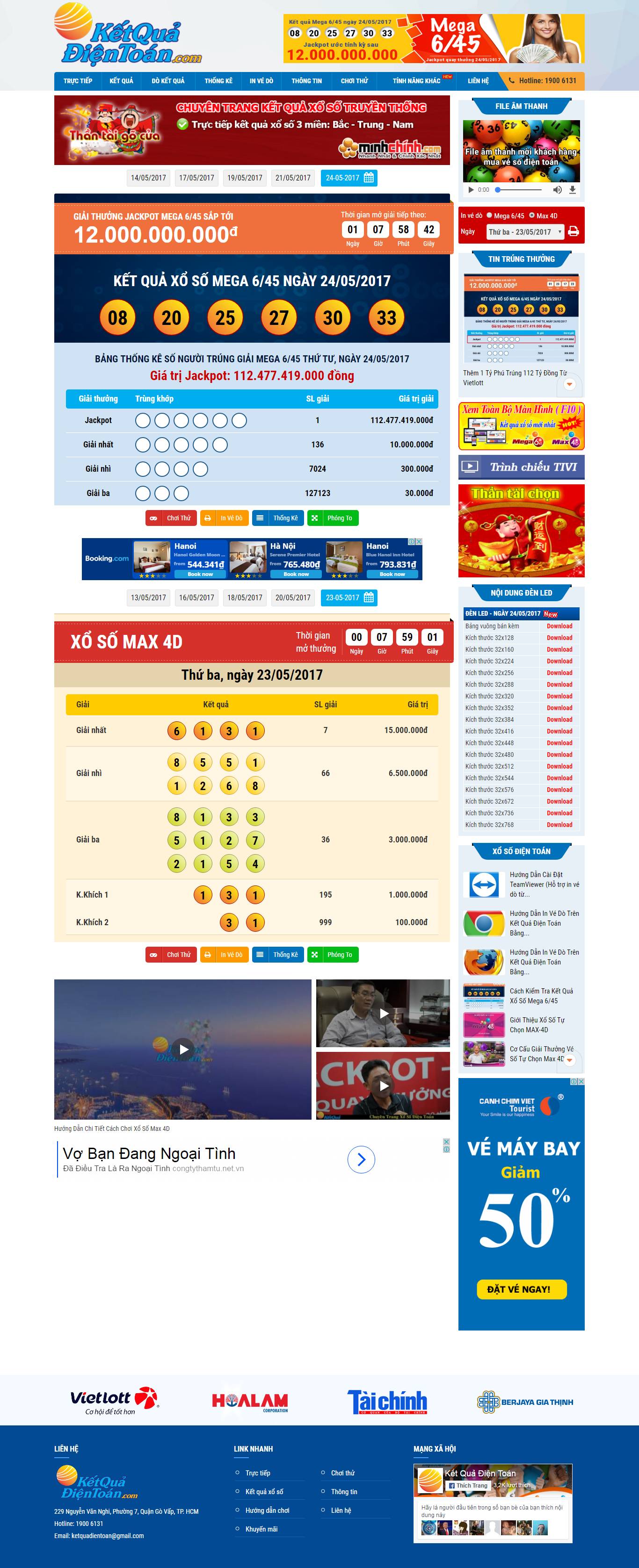 Thiết kế Web kết quả xổ số ketquadientoan.com