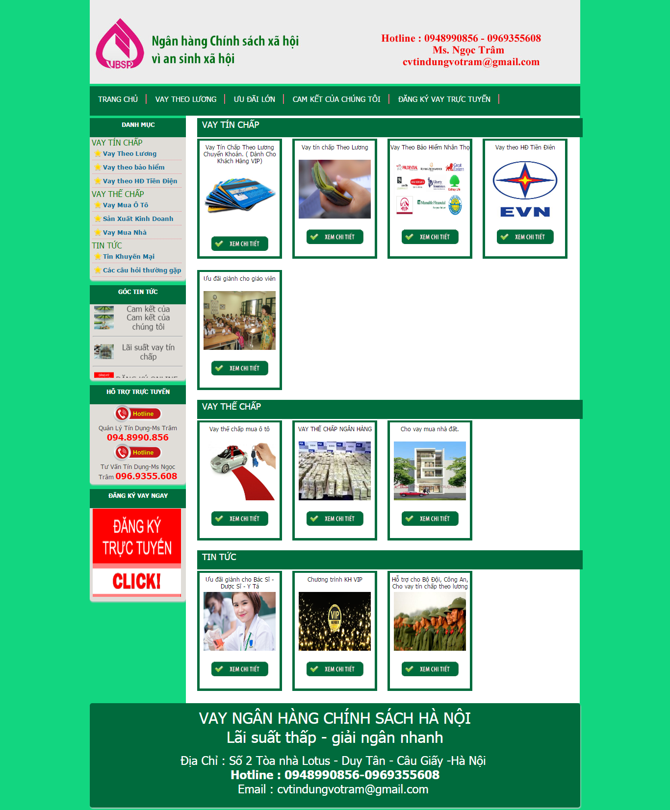 Thiết kế Web tài chính cho vay vayvonnganhanghn.net