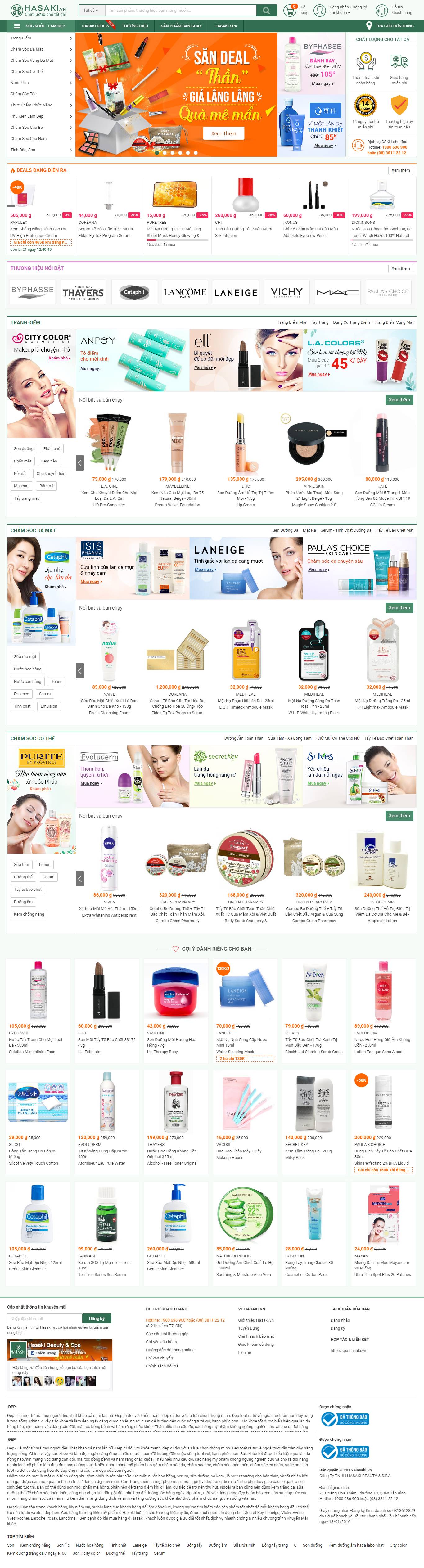 Thiết kế Web bán mỹ phẩm làm đẹp hasaki.vn