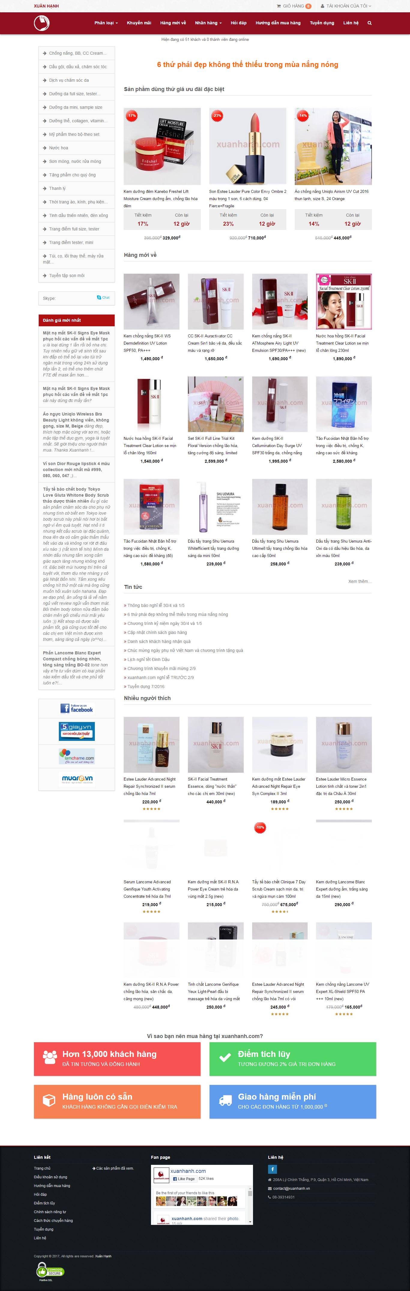 Thiết kế Web bán mỹ phẩm làm đẹp xuanhanh.vn