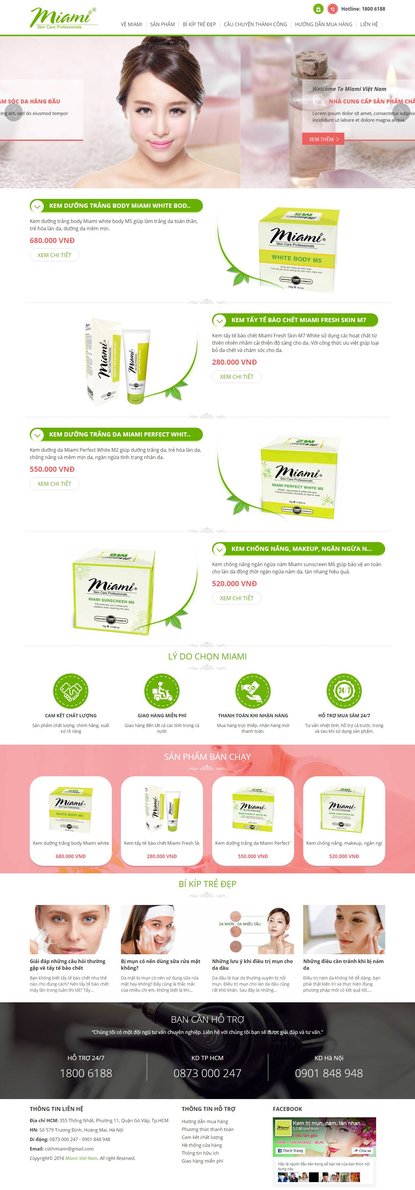 Thiết kế Web bán mỹ phẩm làm đẹp miamiskin.net