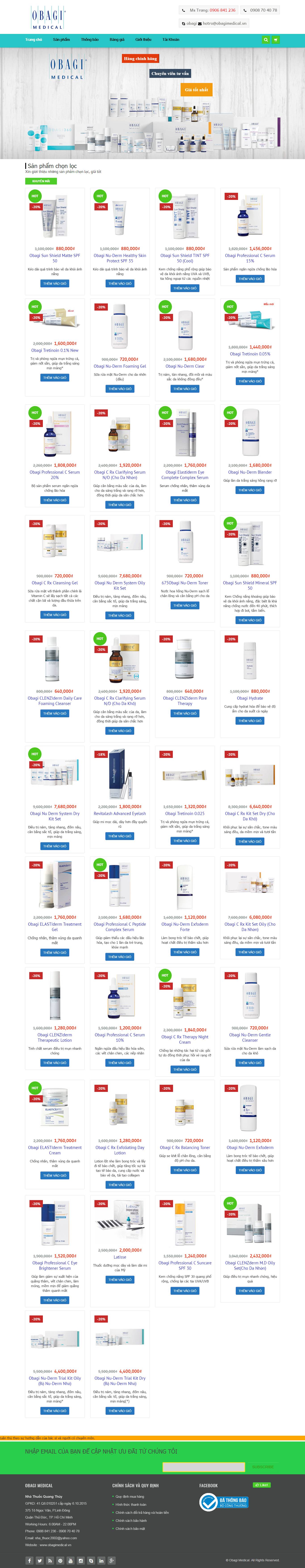 Thiết kế Web bán mỹ phẩm làm đẹp obagimedical.vn