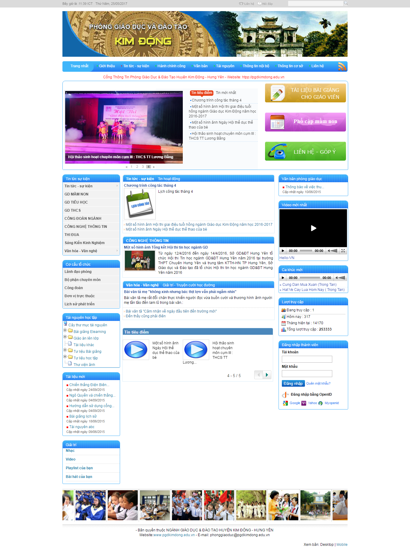 Thiết kế Web giáo dục trường học pgdkimdong.edu.vn
