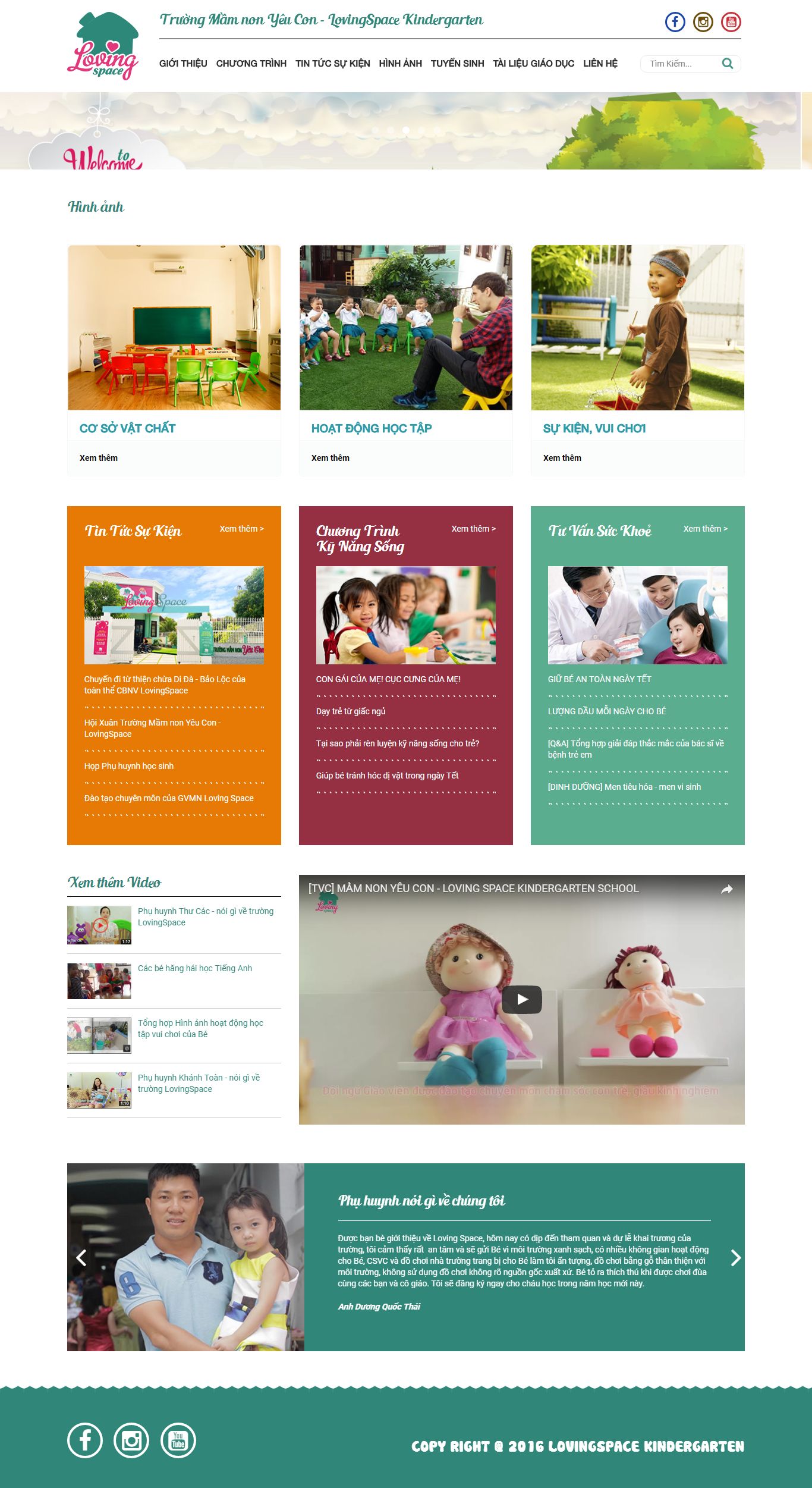 Thiết kế Web trường mầm non lovingspace-q2.edu.vn