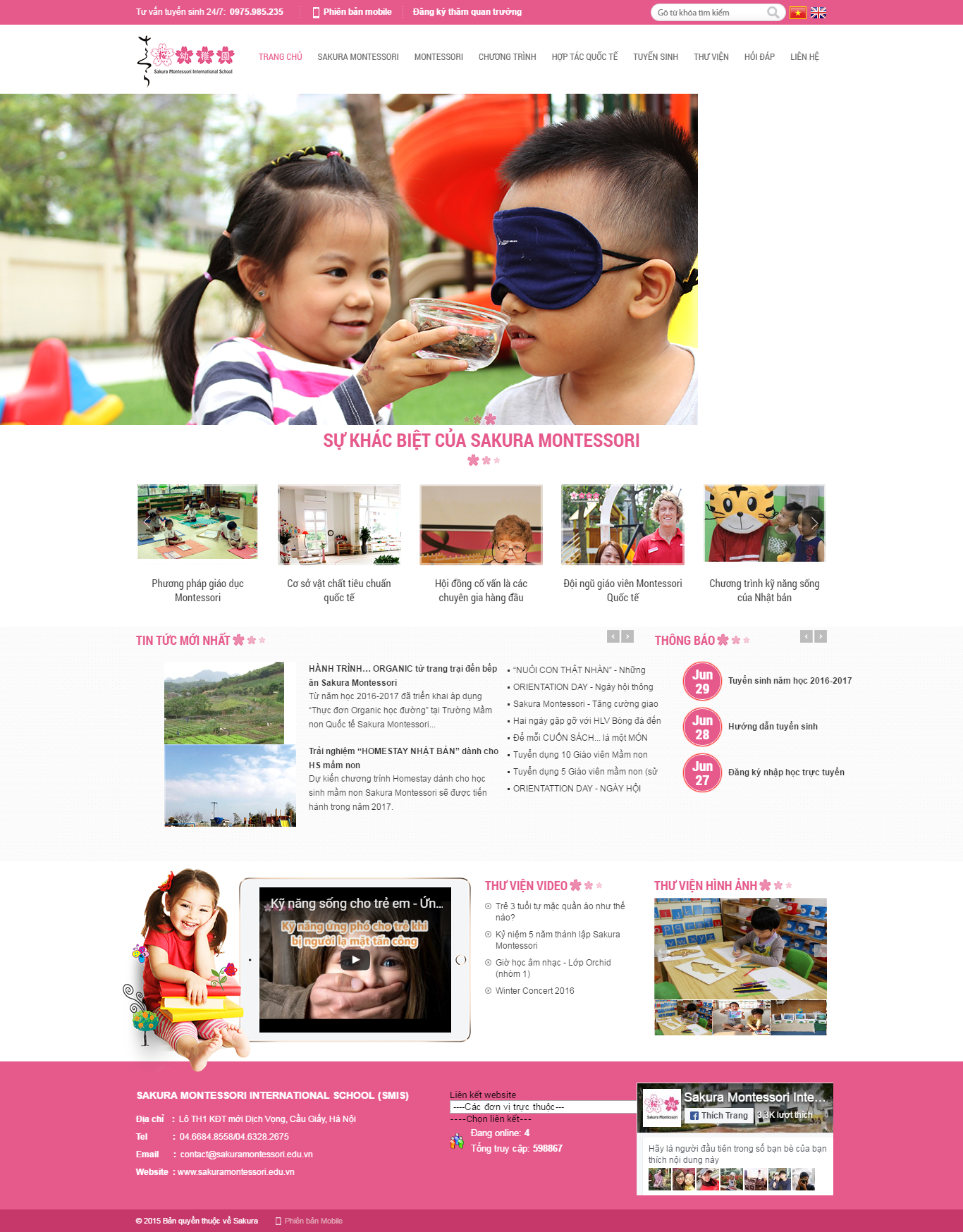 Thiết kế Web trường mầm non sakuramontessori.edu.vn