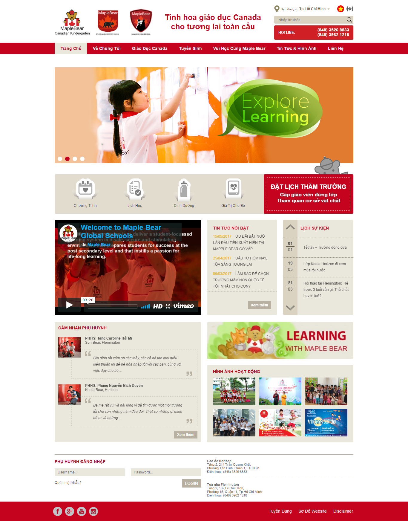 Thiết kế Web trường mầm non maplebear.vn