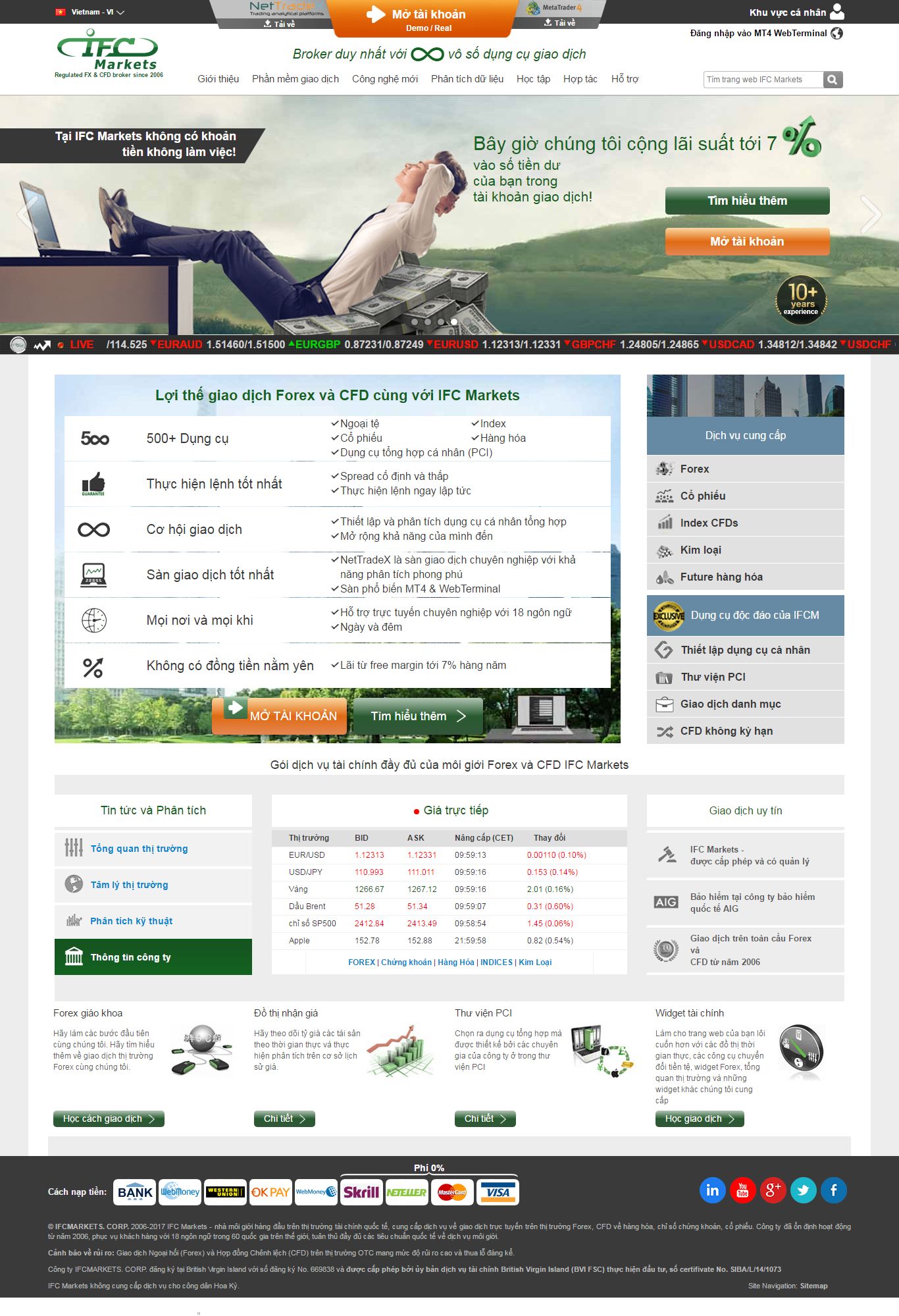Thiết kế Web chứng khoán forex ifcmarkets.vn