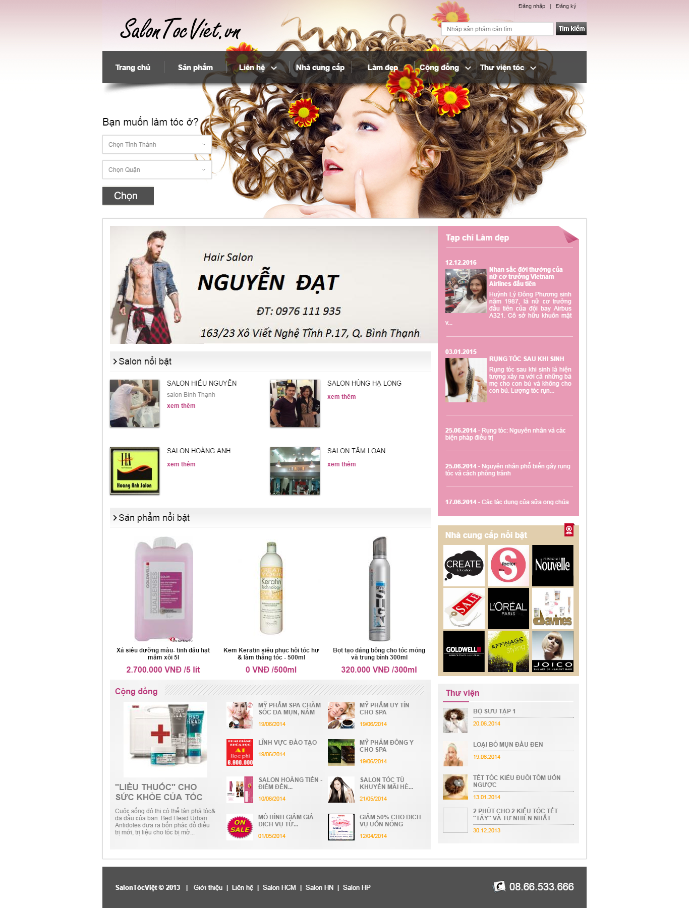 Thiết kế Web hiệu cắt tóc hair salon salontocviet.vn