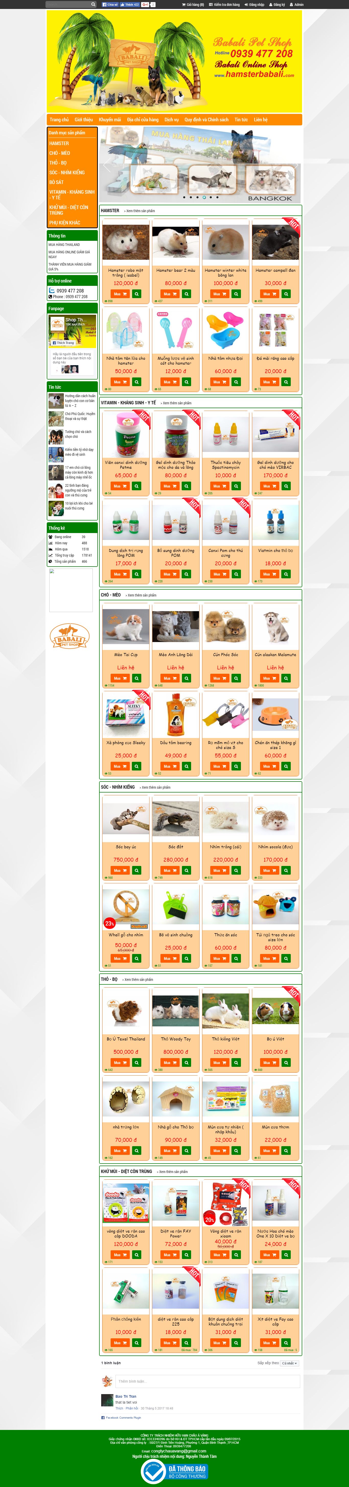 Thiết kế Web động vật vật nuôi hamsterbabali.com