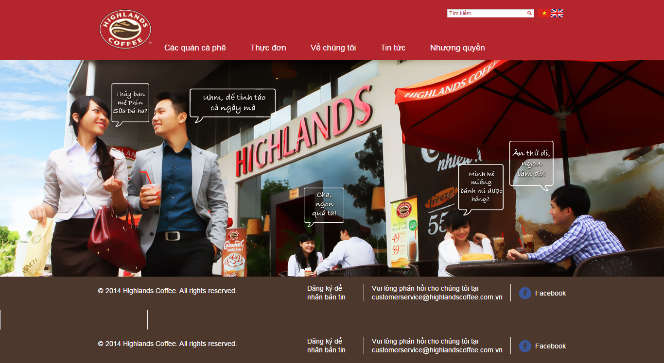 Thiết kế Web quán coffee highlandscoffee.com.vn