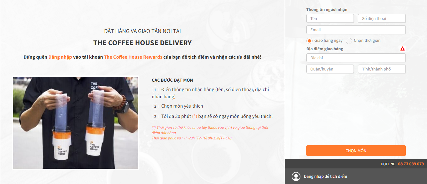 Thiết kế Web quán coffee order.thecoffeehouse.vn