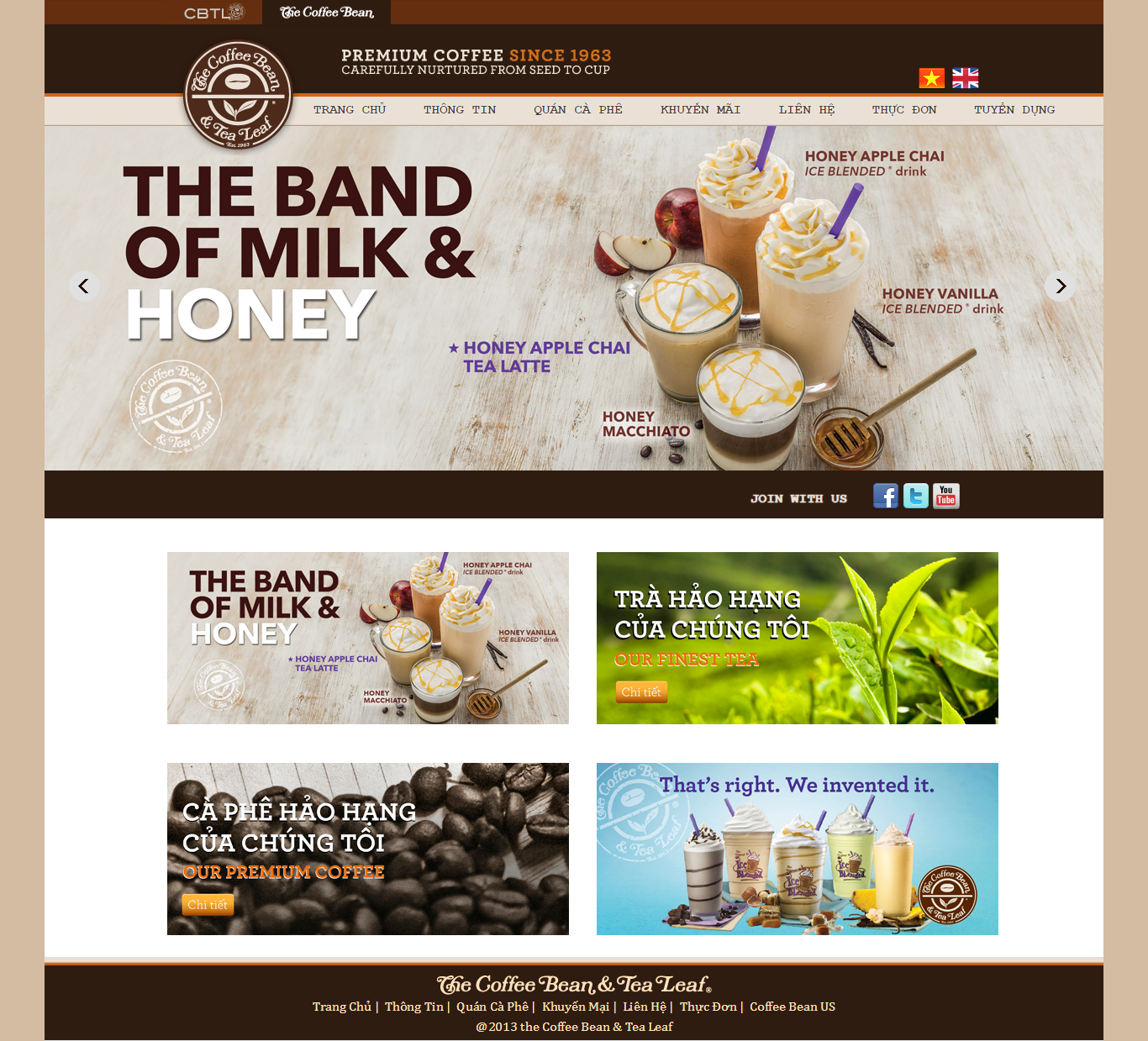 Thiết kế Web quán coffee coffeebean.com.vn