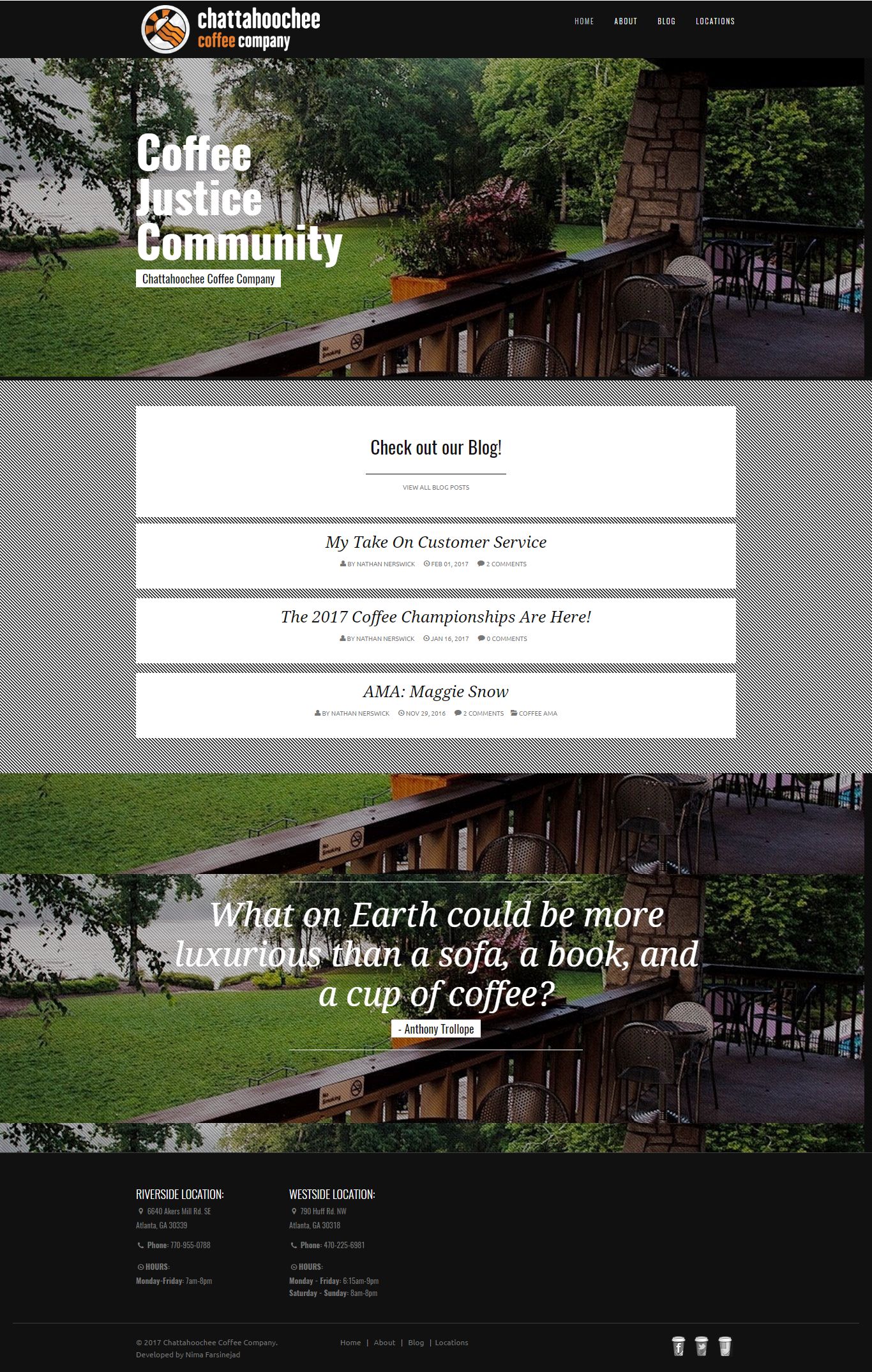 Thiết kế Web quán coffee chattahoocheecoffee.com