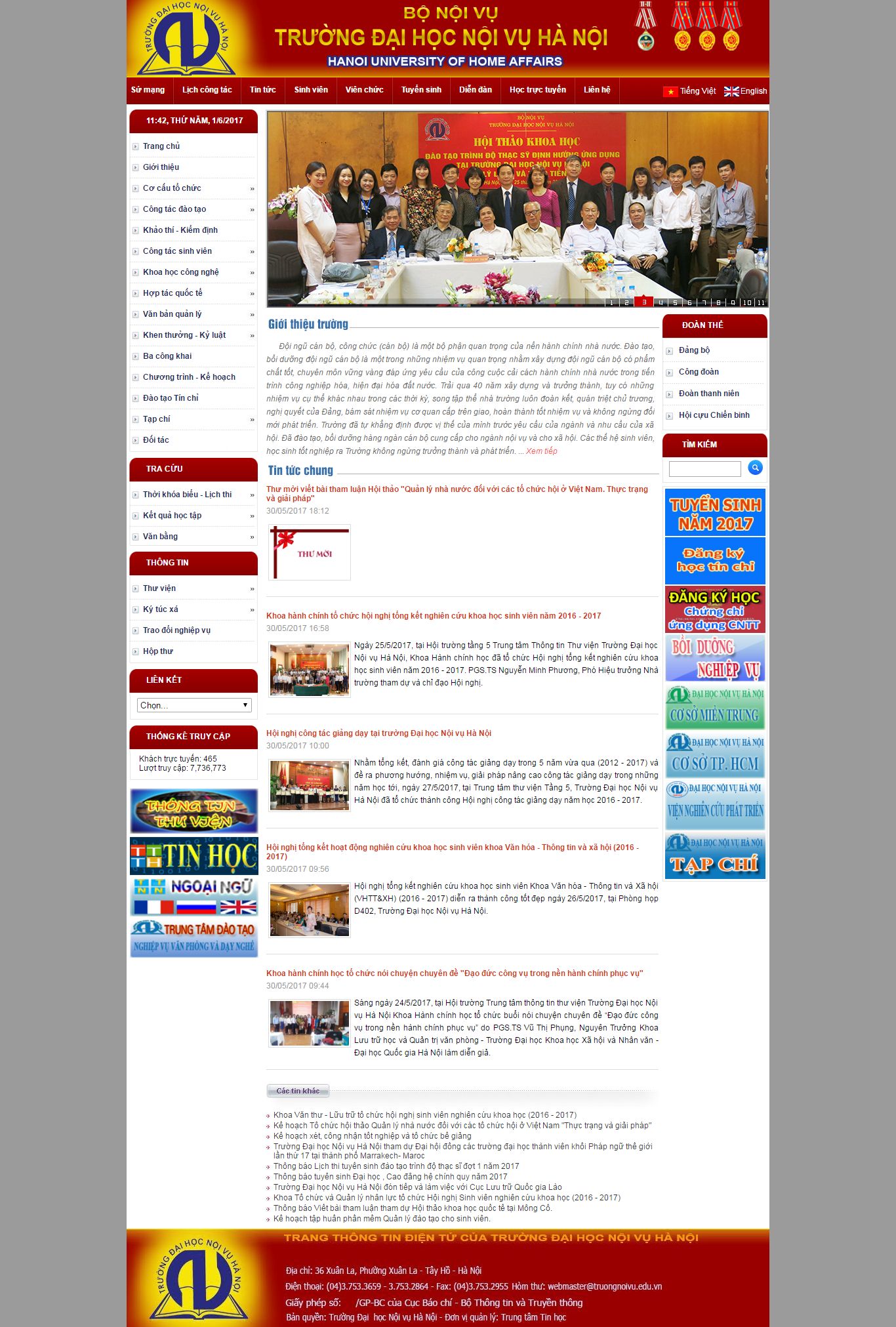 Thiết kế Web trường đại học truongnoivu.edu.vn