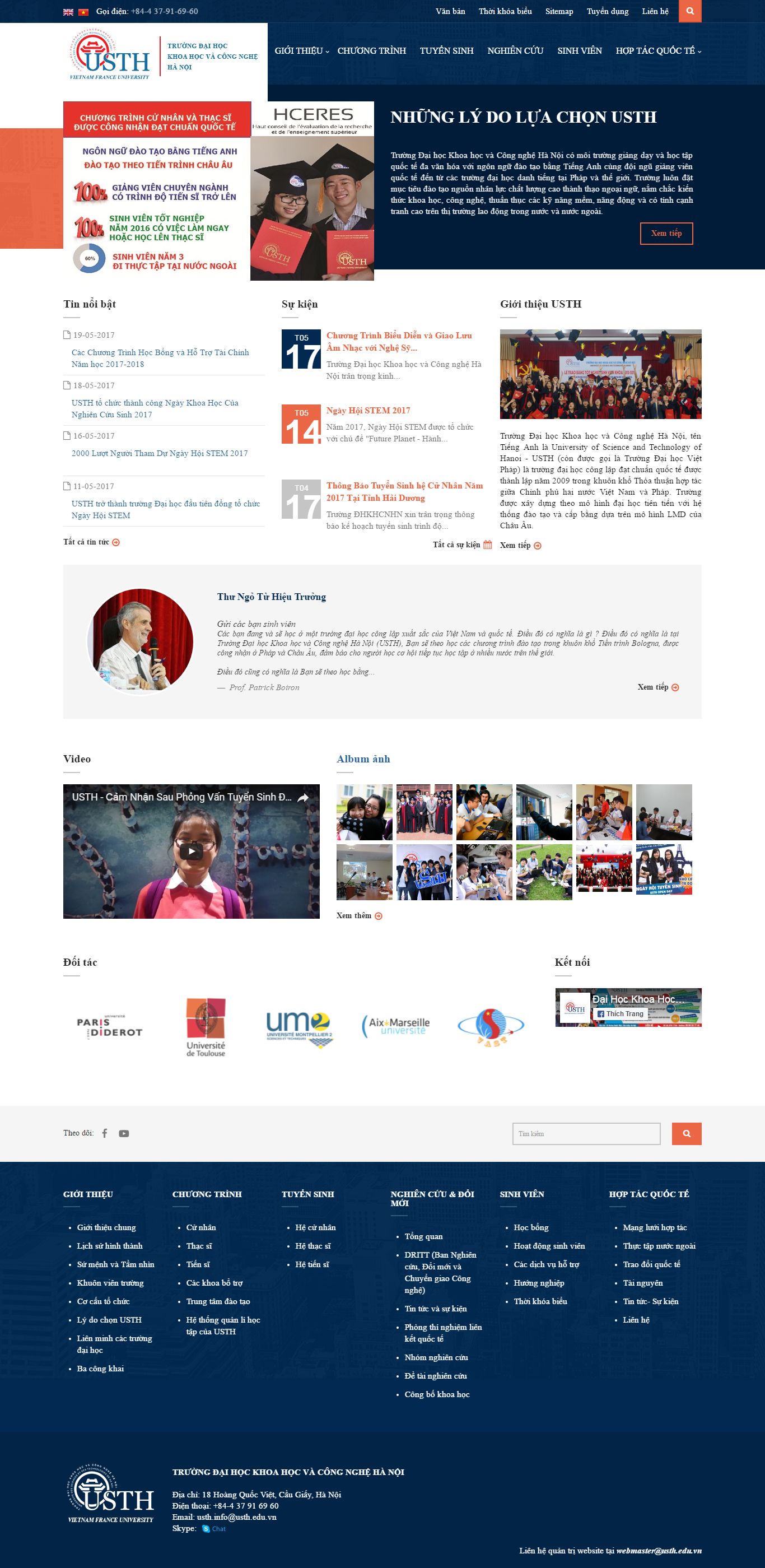 Thiết kế Web trường đại học usth.edu.vn