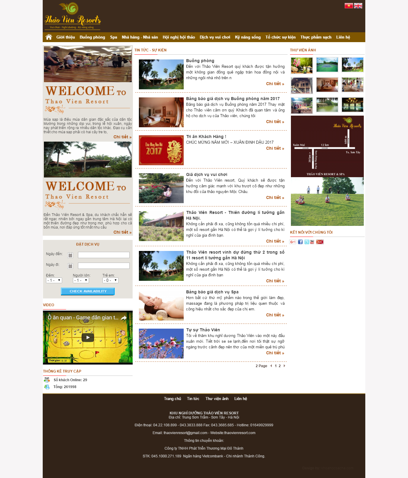 Thiết kế Web nghỉ dưỡng resort thaovienresort.com