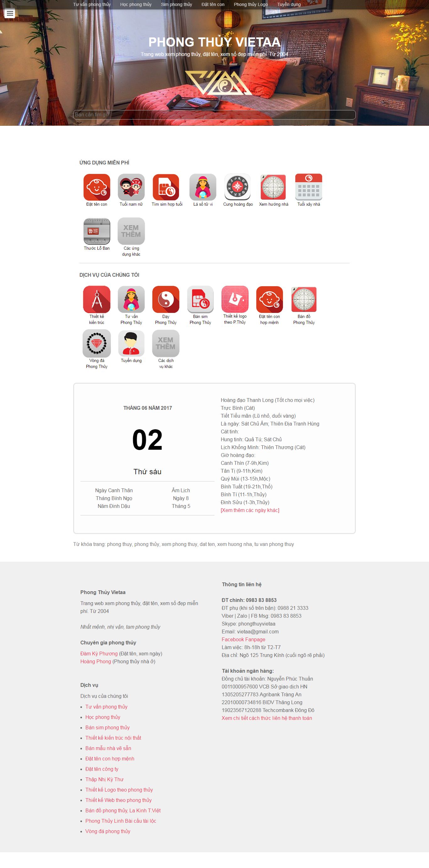 Thiết kế Web phong thuỷ phongthuy.vietaa.com