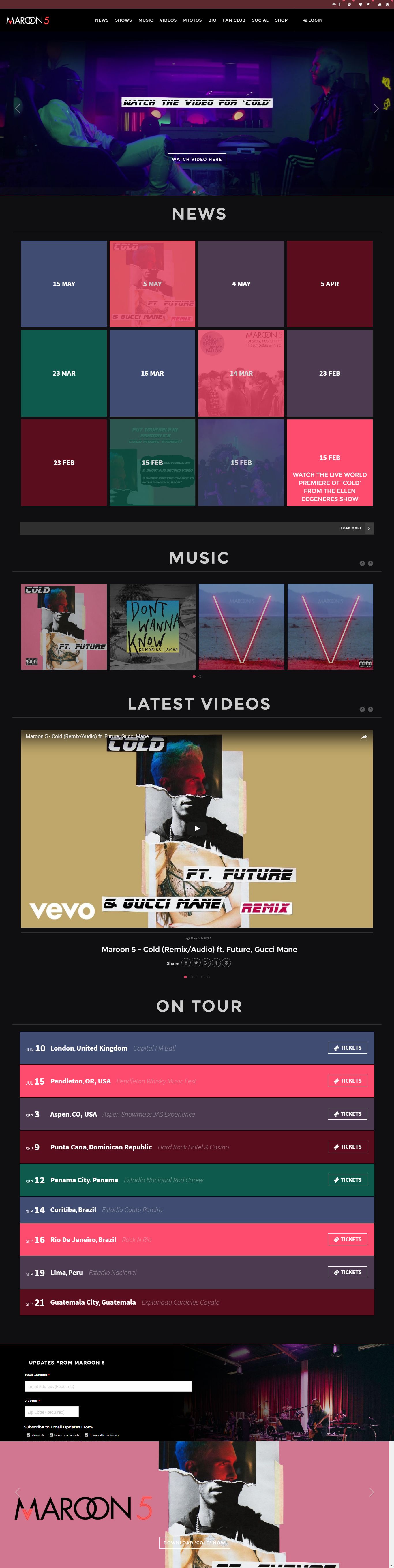 Thiết kế Web nghệ sĩ ca sĩ maroon5.com