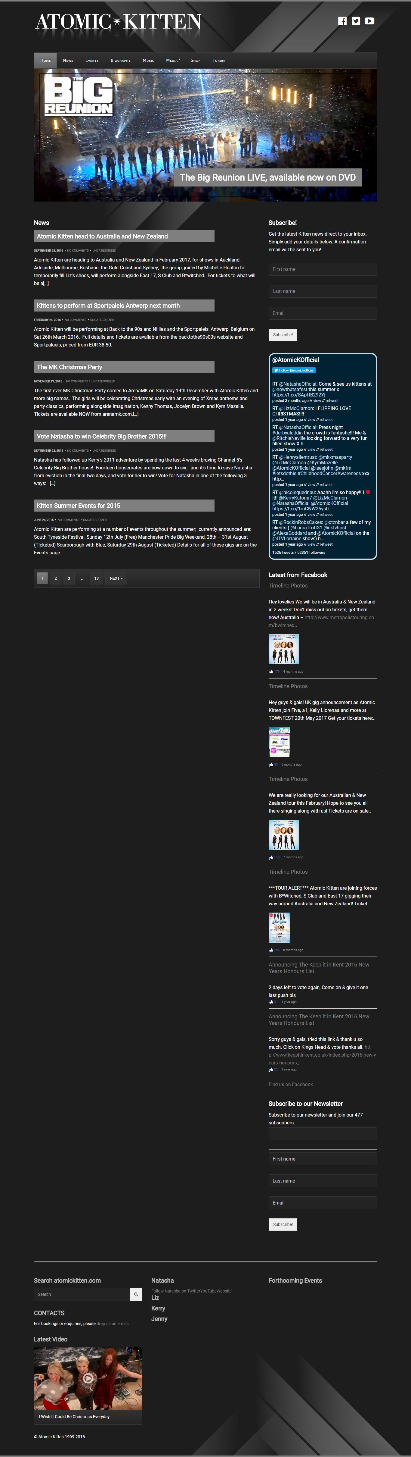Thiết kế Web nghệ sĩ ca sĩ atomickitten.com