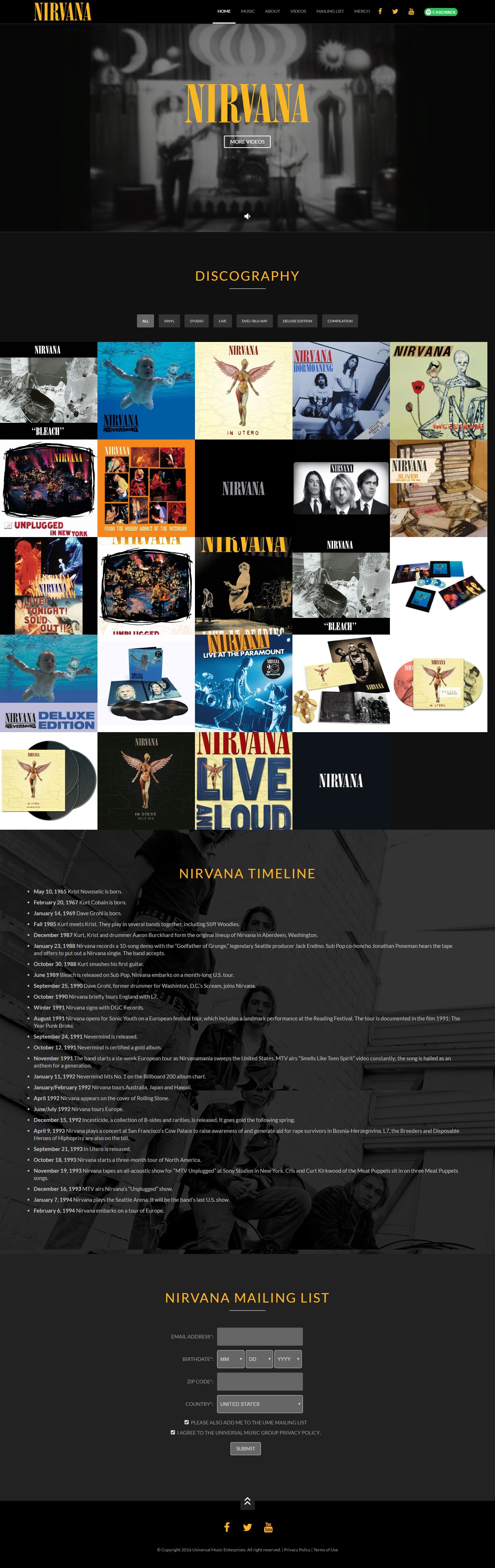 Thiết kế Web nghệ sĩ ca sĩ nirvana.com