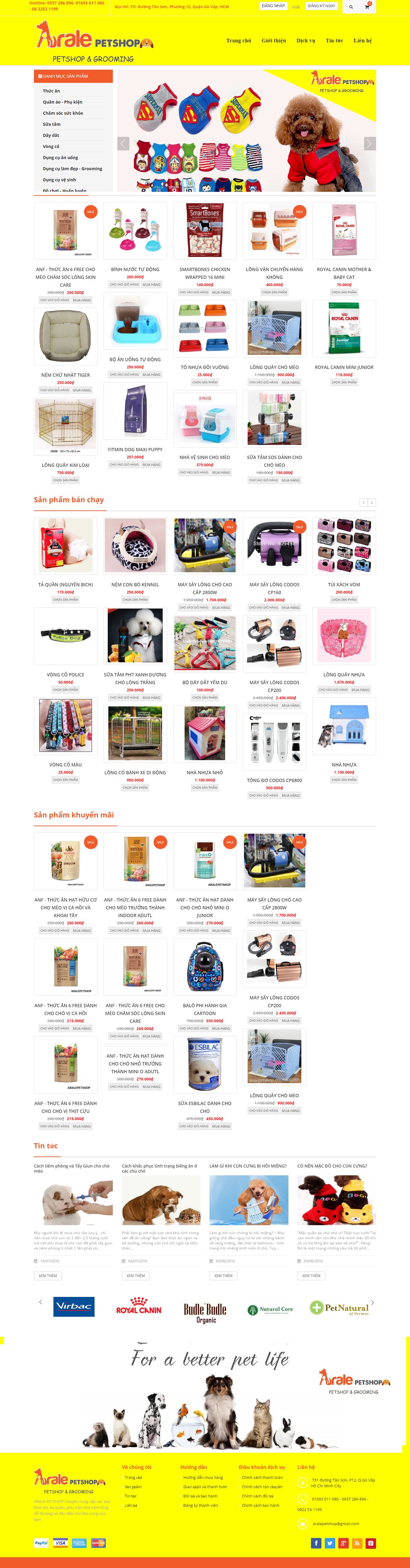 Thiết kế Web động vật vật nuôi aralepetshop.vn