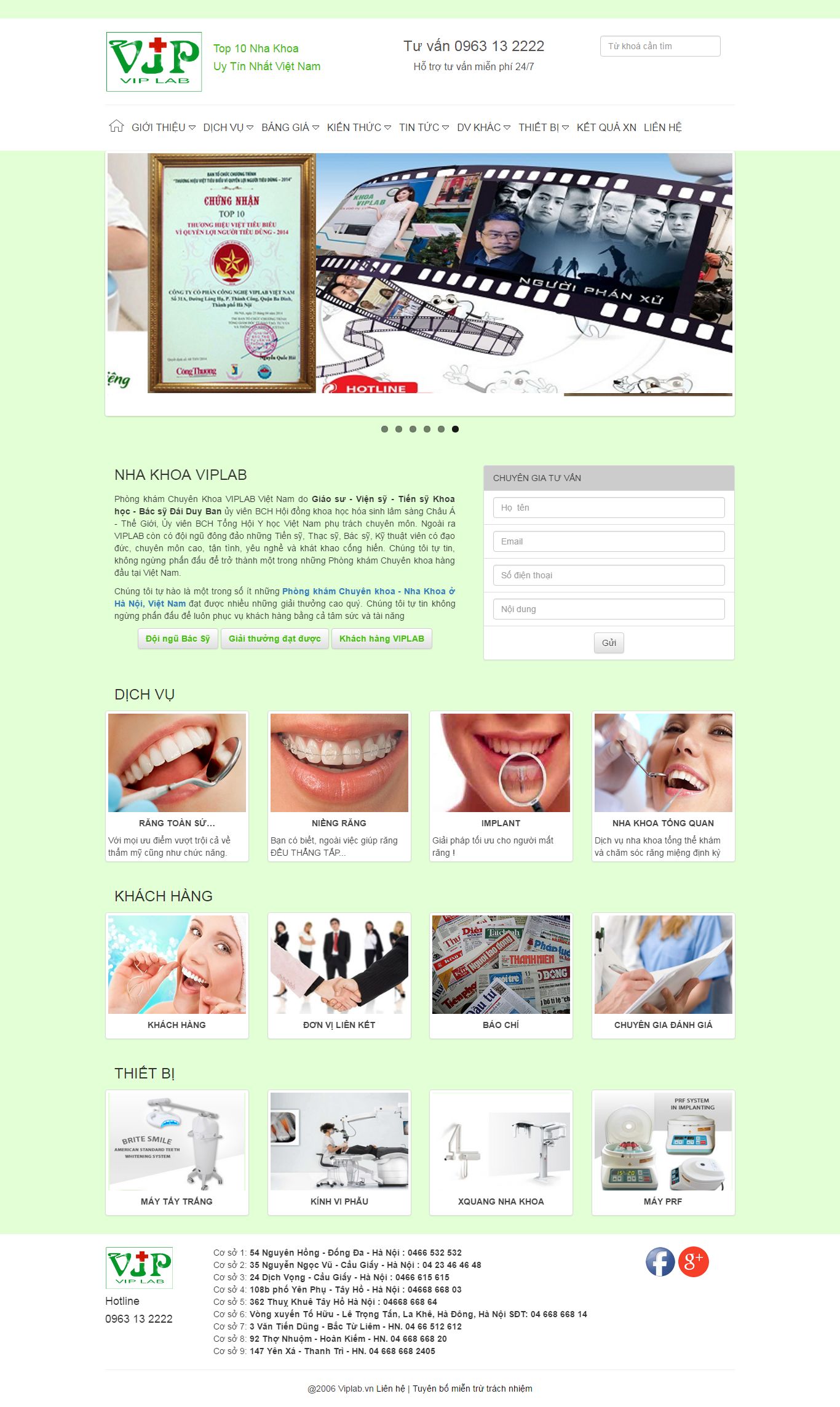 Thiết kế Web nha khoa viplab.vn