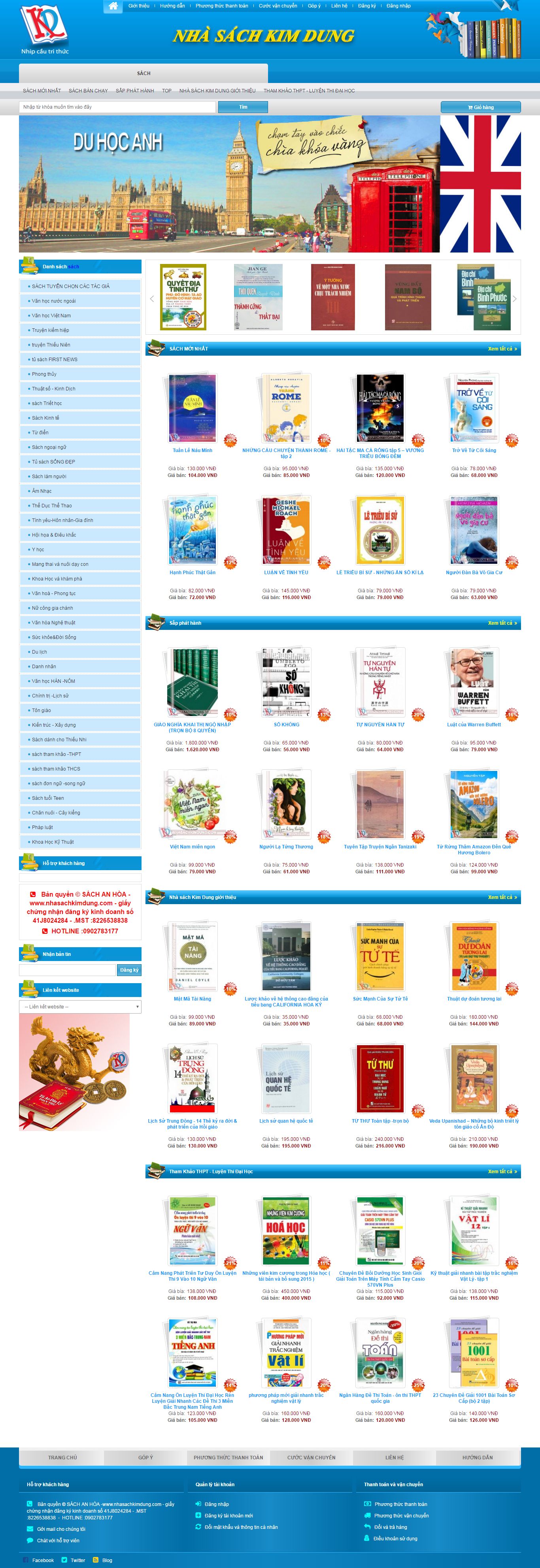 Thiết kế Web bán sách ebook nhasachkimdung.com