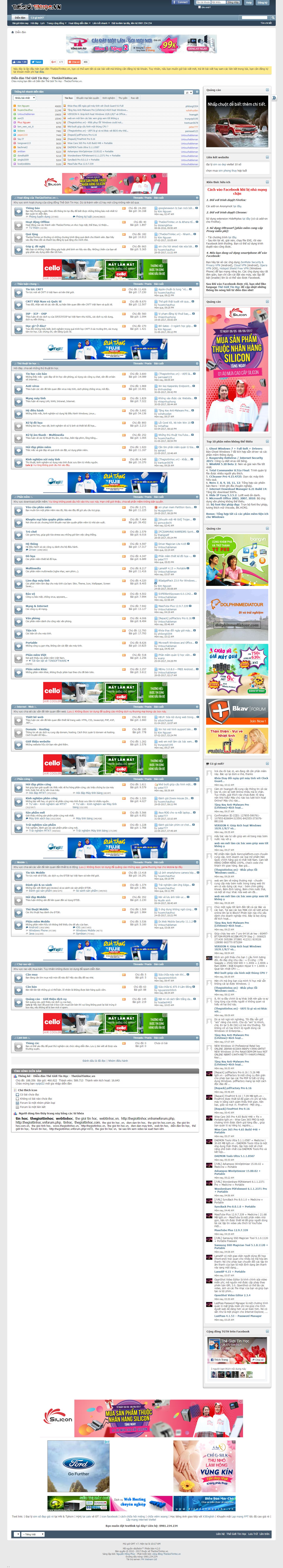 Thiết kế Web diễn đàn forum thegioitinhoc.vn