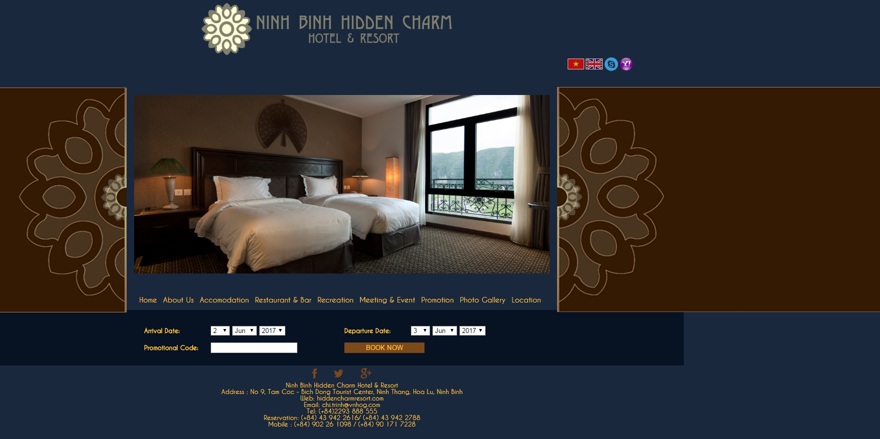 Thiết kế Web nghỉ dưỡng resort hiddencharmresort.com