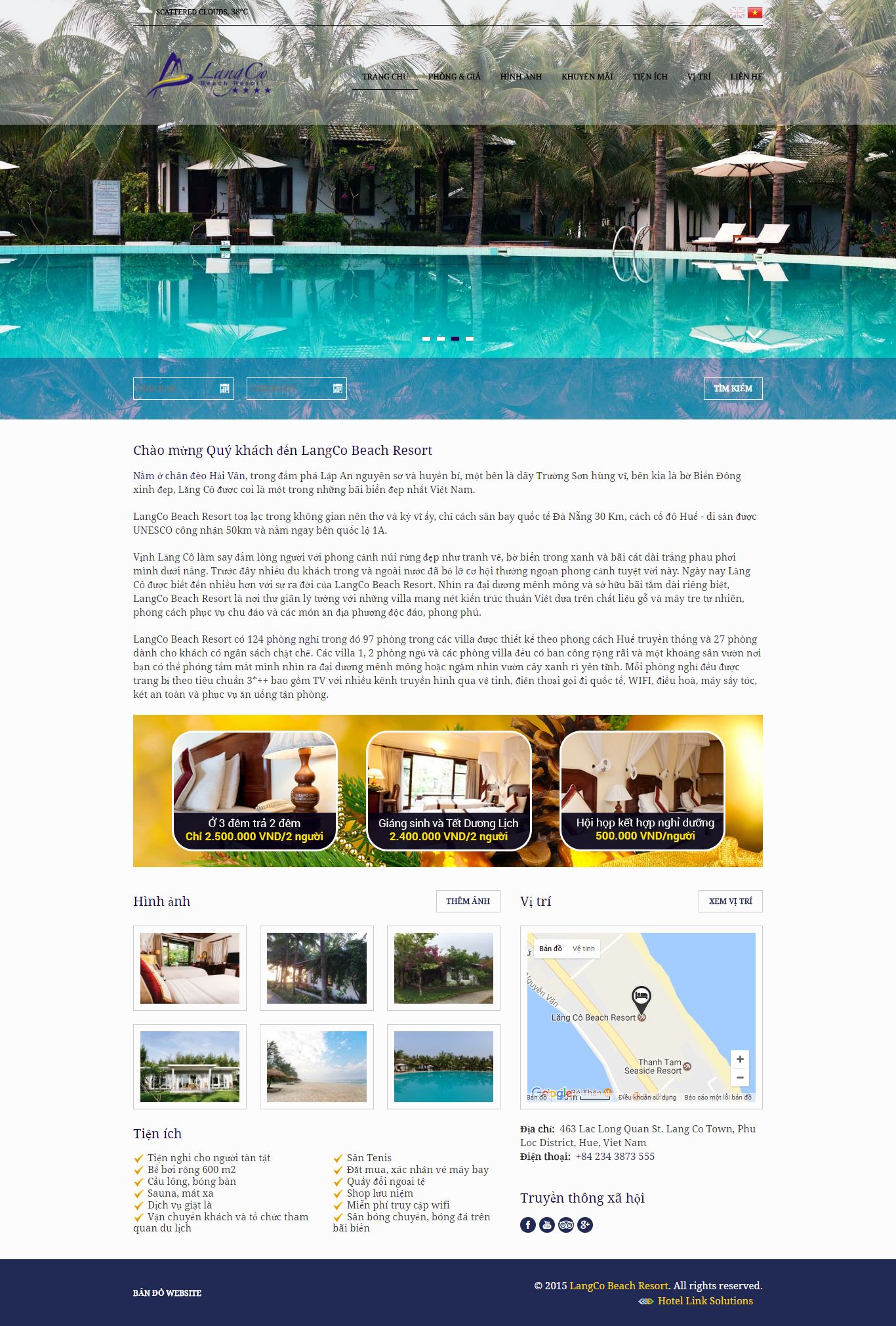 Thiết kế Web nghỉ dưỡng resort langcobeachresort.com.vn
