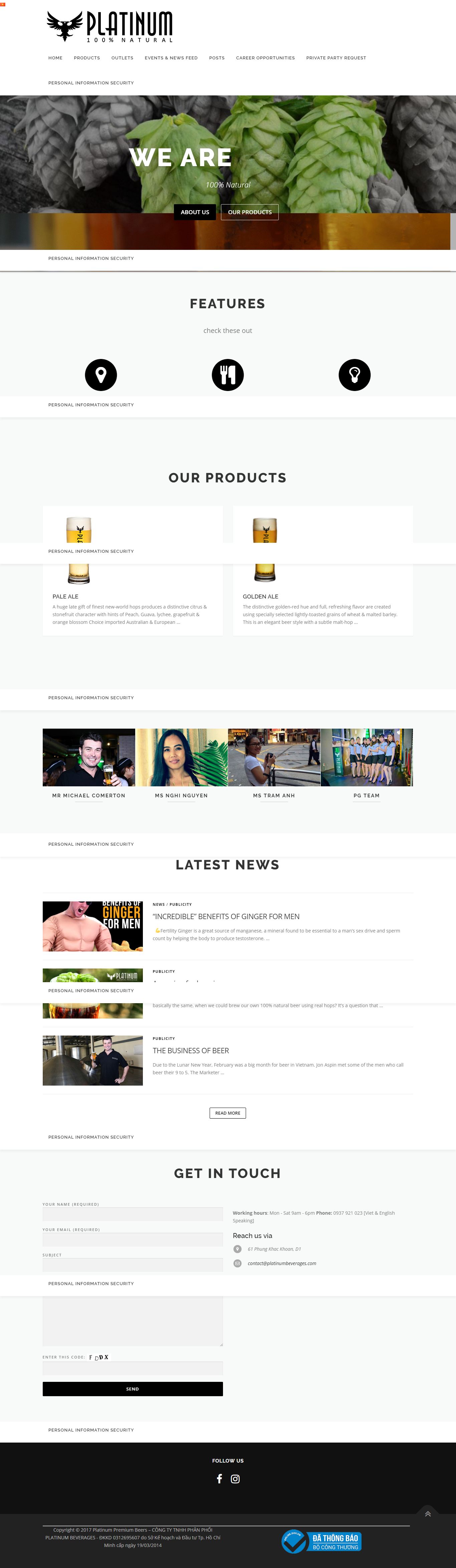 Thiết kế Web quán bar platinumbeers.com