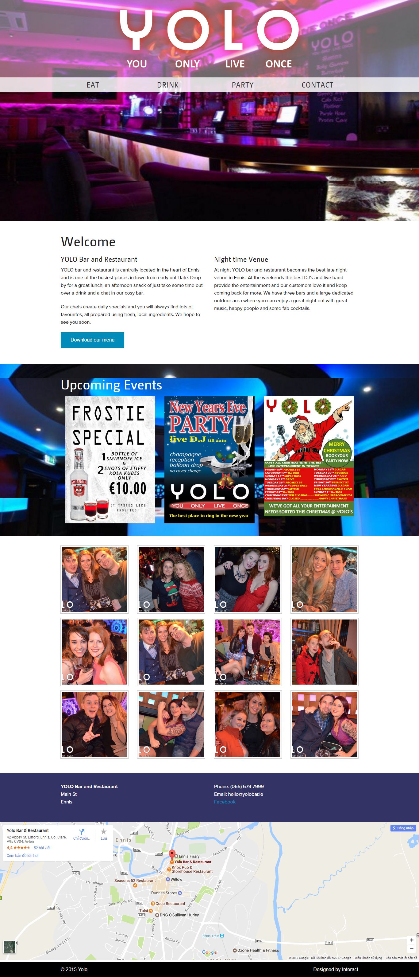 Thiết kế Web quán bar yolobar.ie