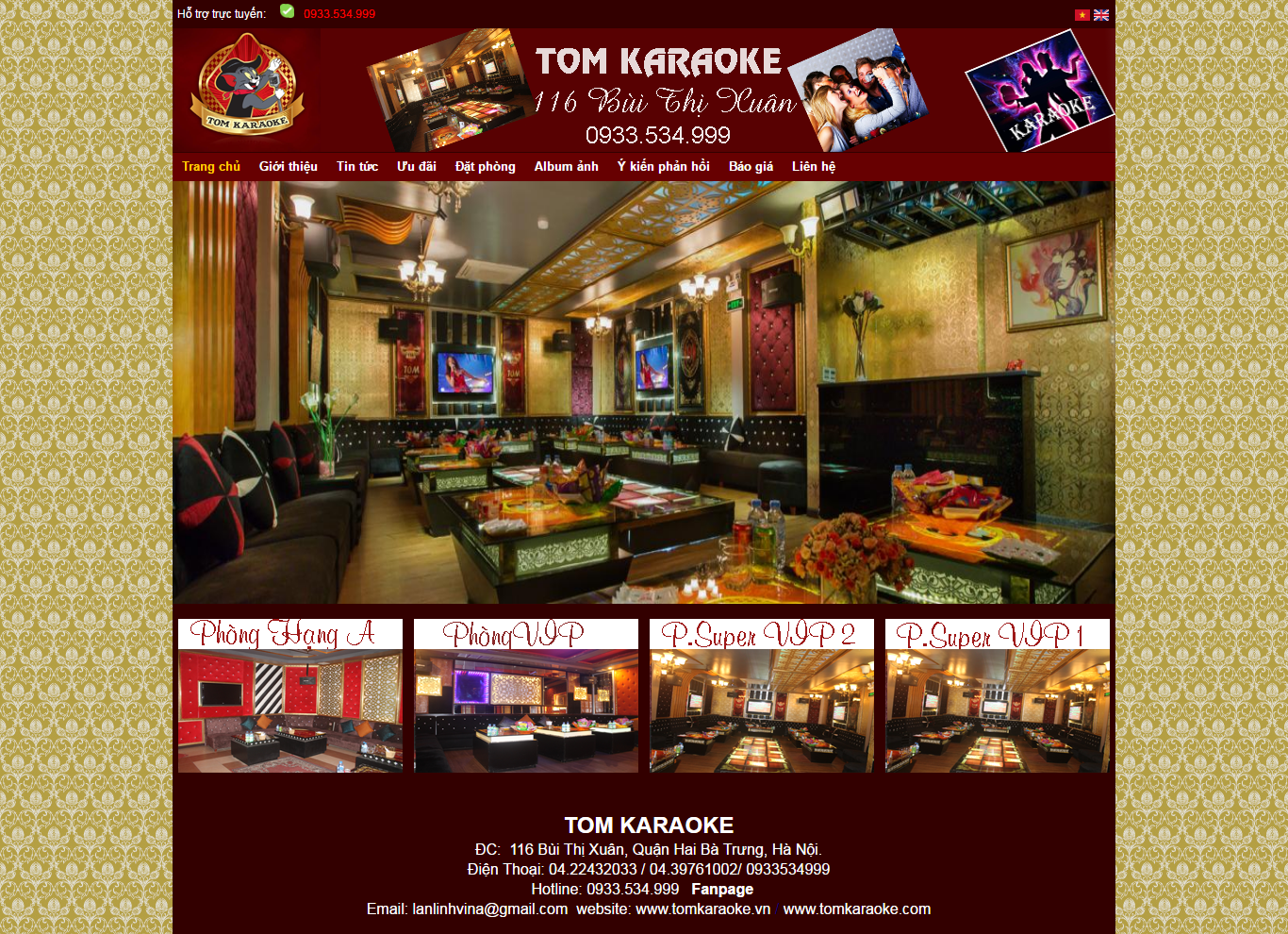 Thiết kế Web quán karaoke tomkaraoke.vn