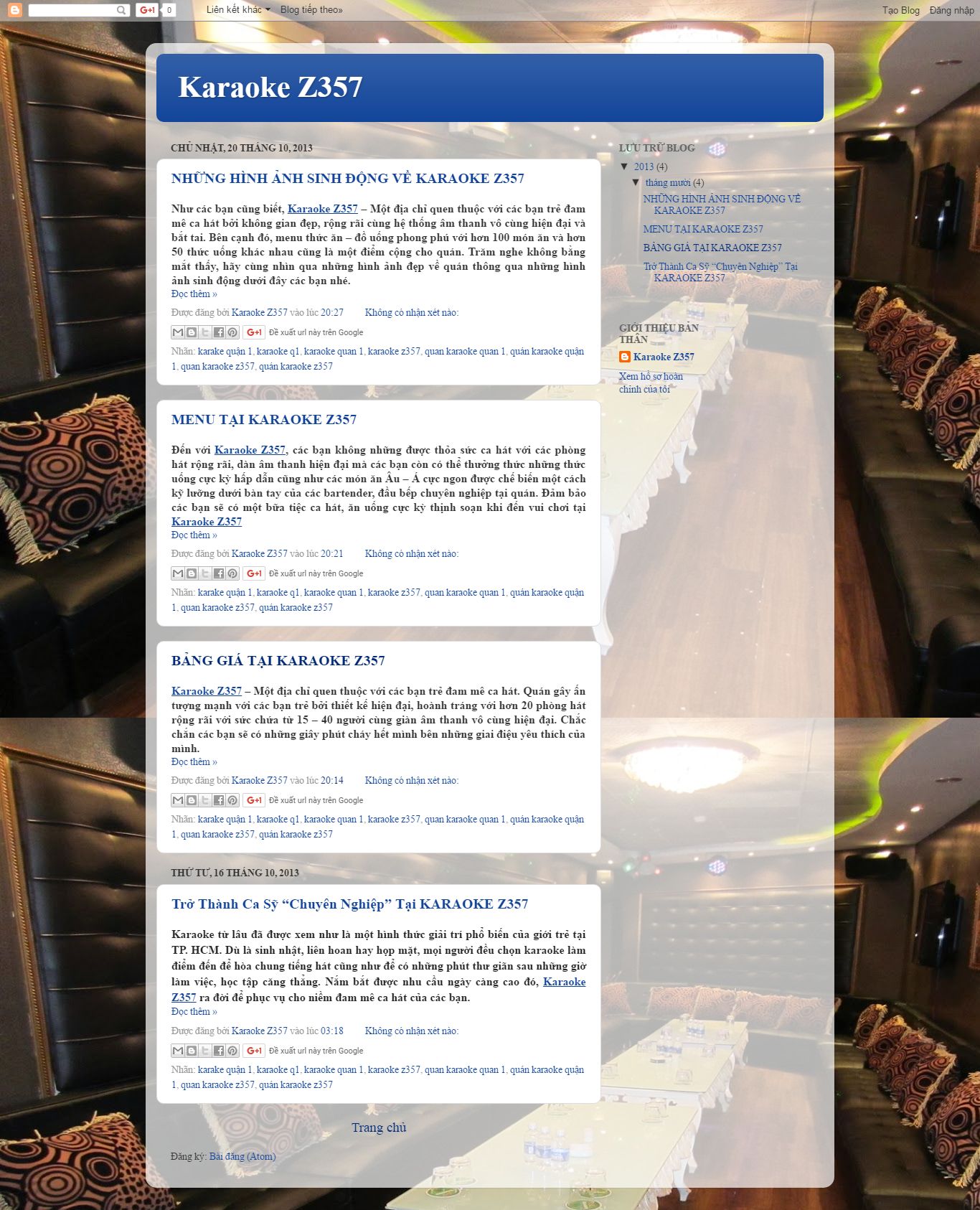 Thiết kế Web quán karaoke karaokez357.blogspot.com