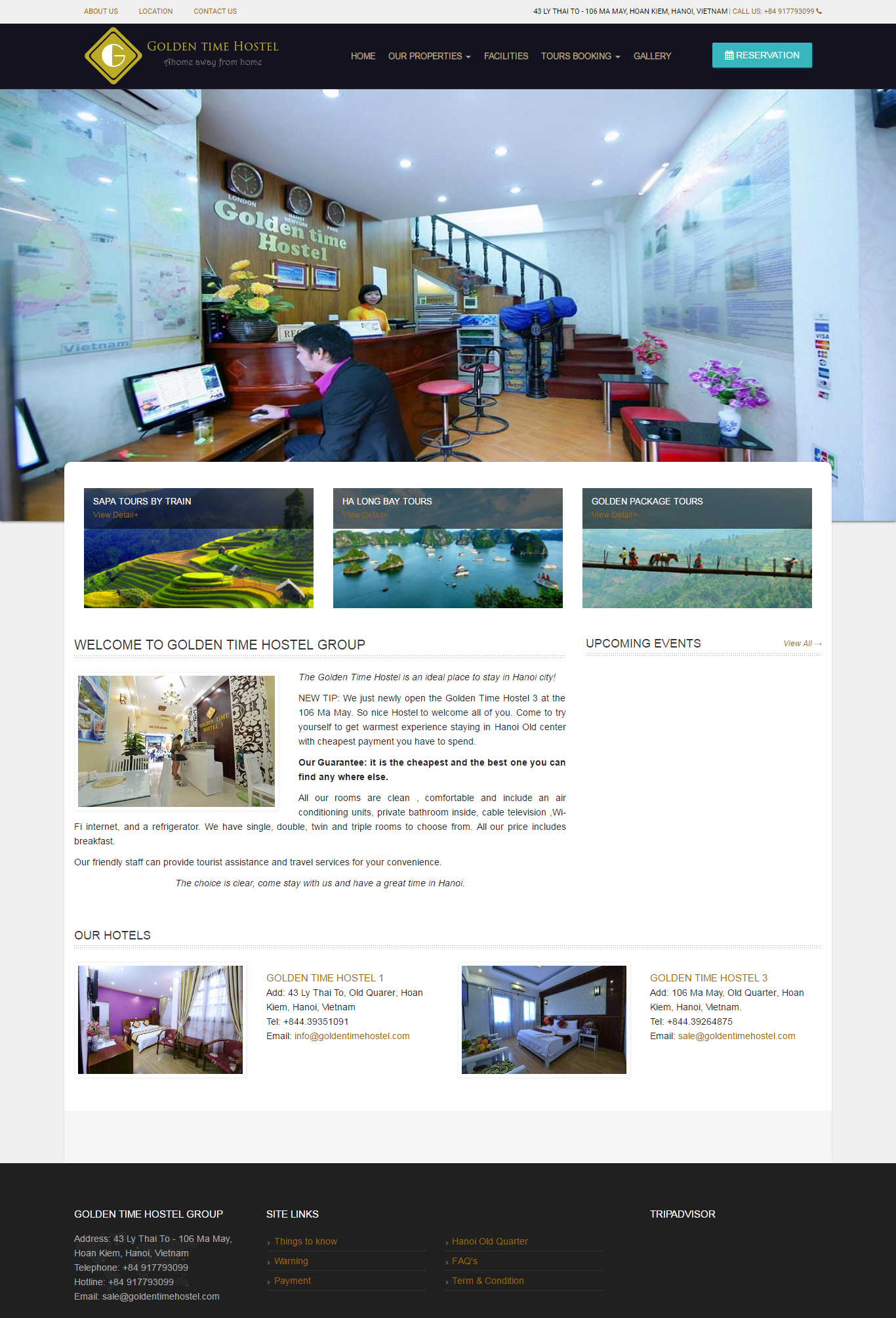 Thiết kế Web khách sạn nhà hàng goldentimehostel.com