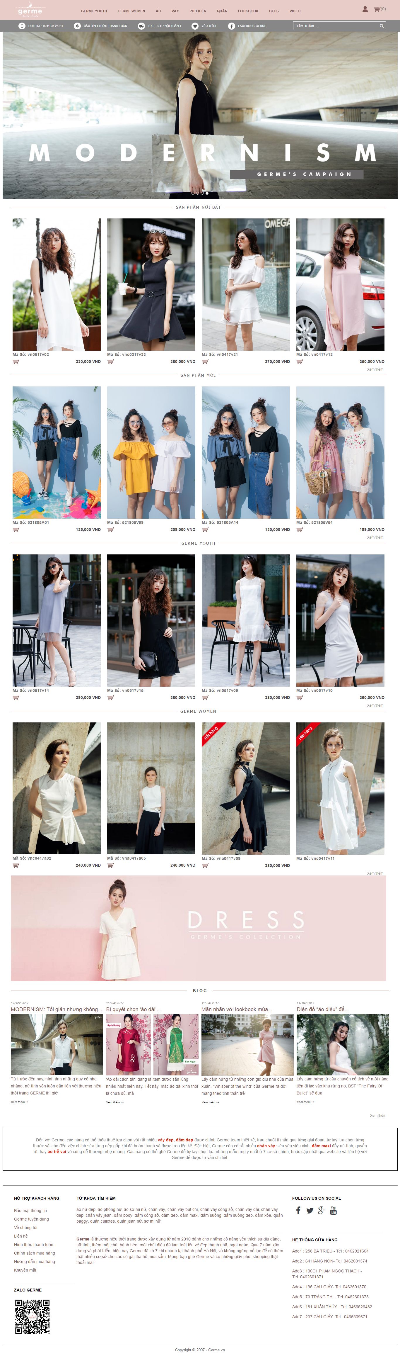 Thiết kế Web thời trang may mặc germe.vn