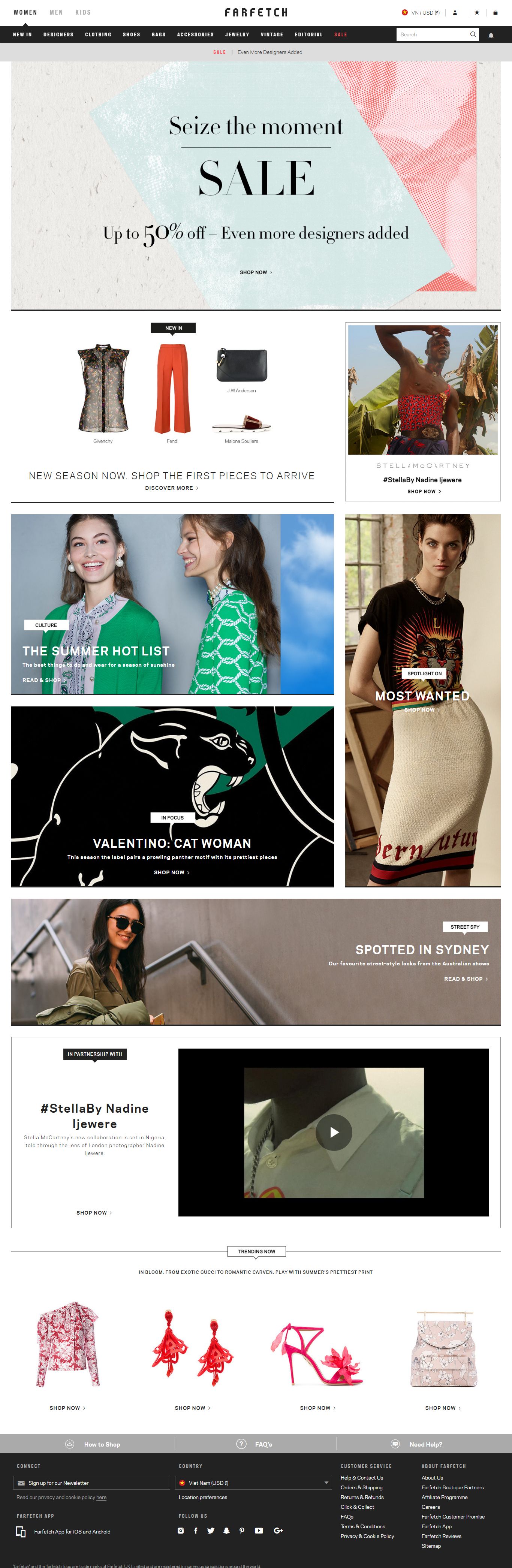 Thiết kế Web thời trang may mặc farfetch.com