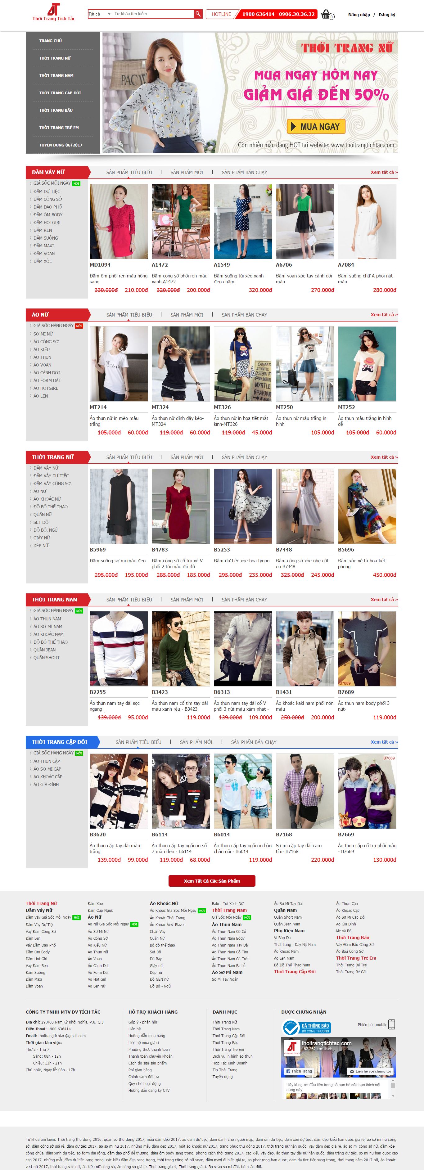 Thiết kế Web thời trang may mặc thoitrangtichtac.com