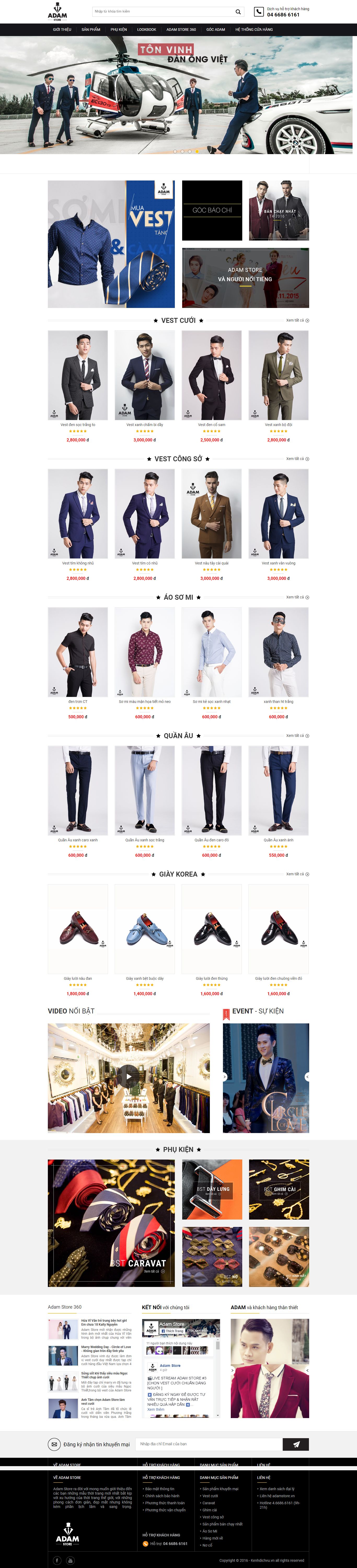 Thiết kế Web thời trang may mặc adamstorevn.com