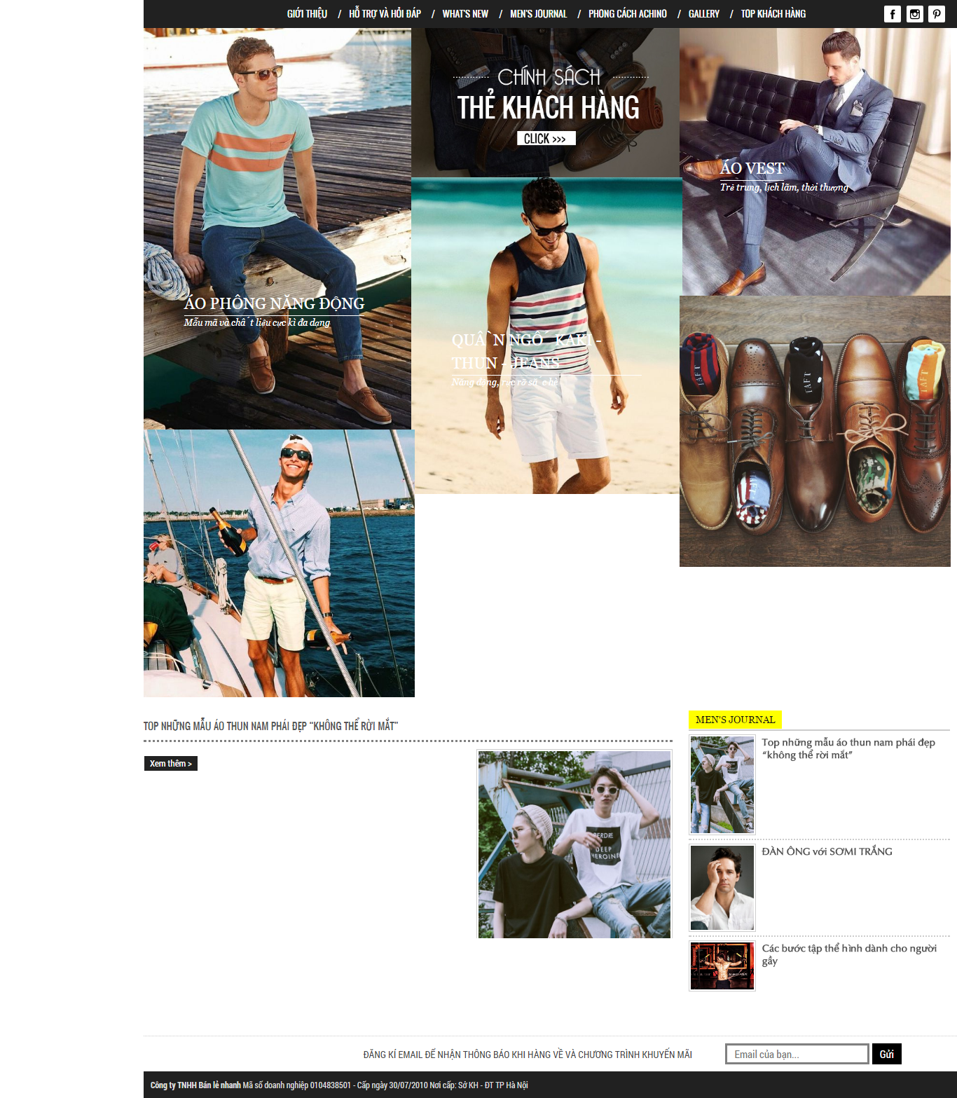 Thiết kế Web thời trang may mặc achino.vn