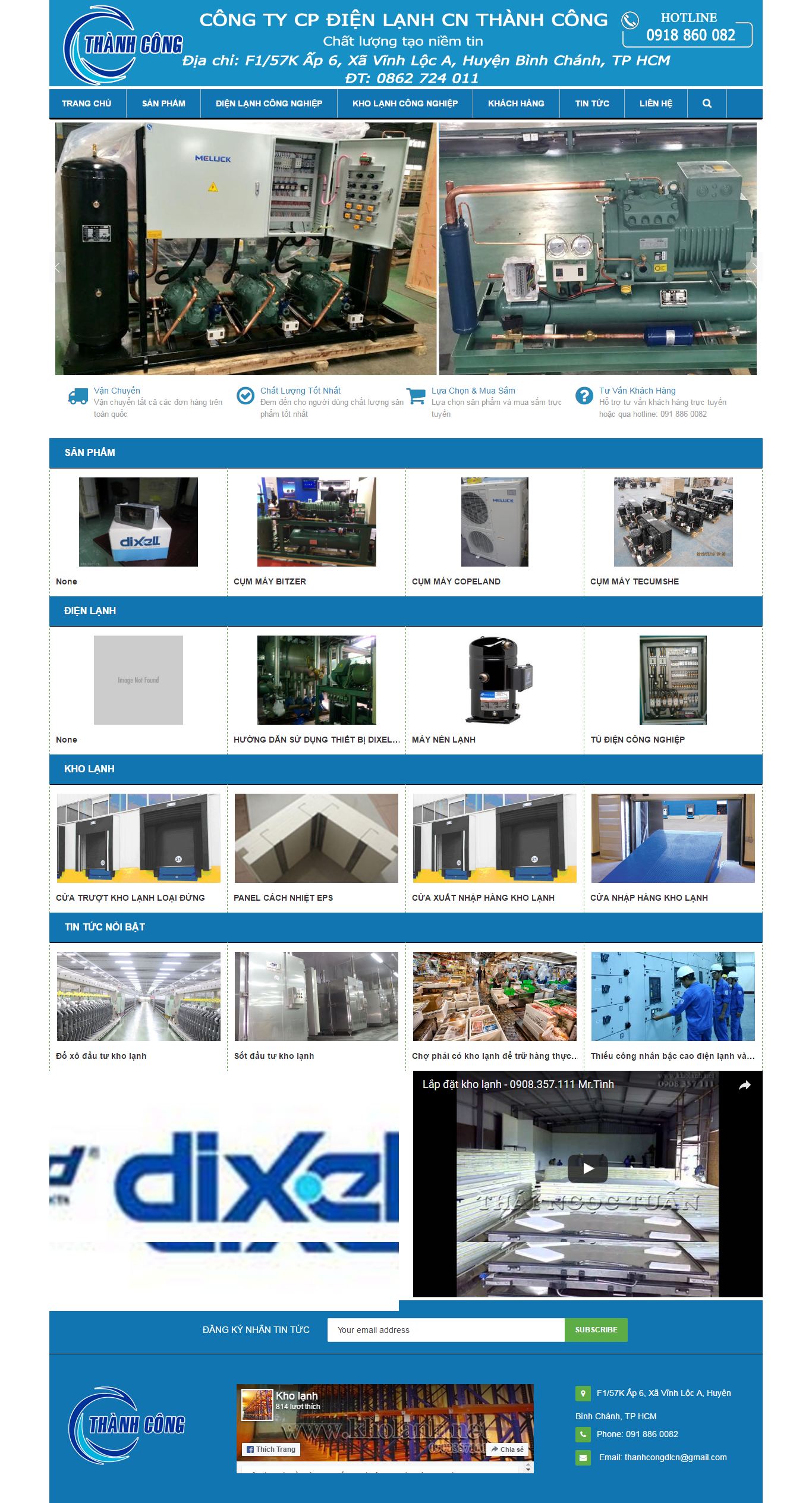 Thiết kế Web siêu thị điện máy đẹp kholanhcongnghiep.info