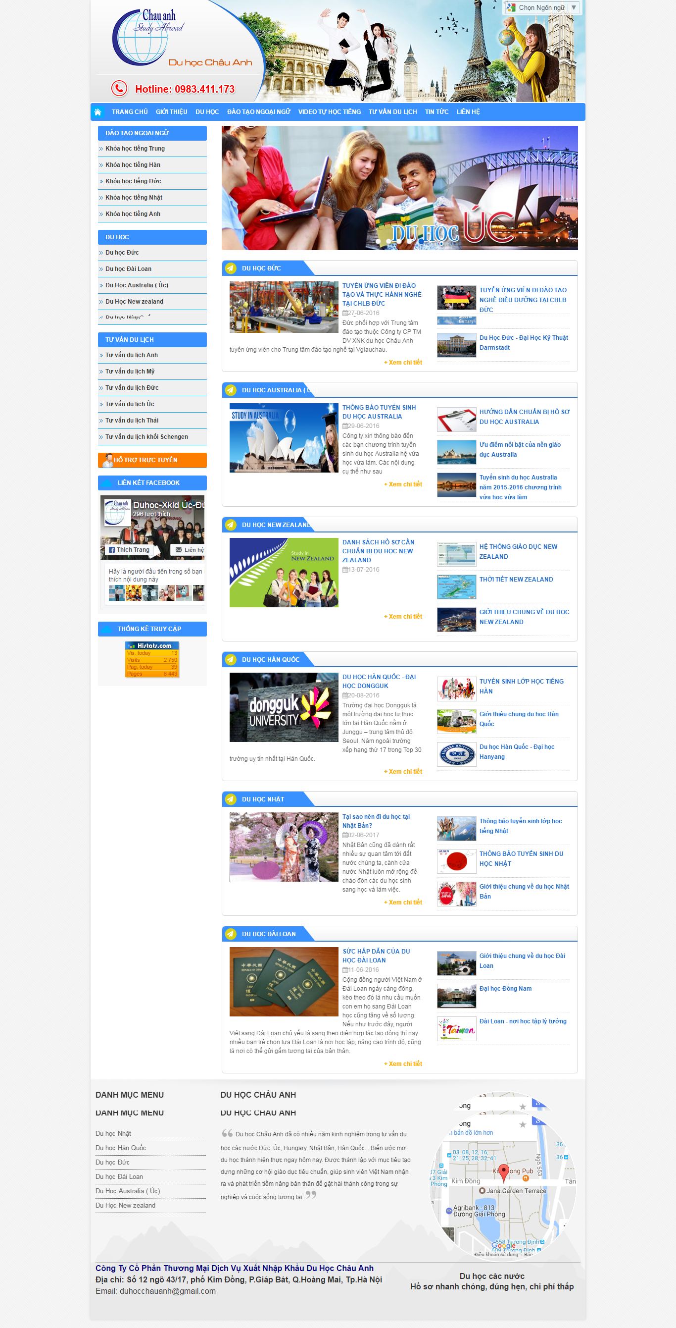 Thiết kế Web du học việc làm duhocchauanh.com.vn
