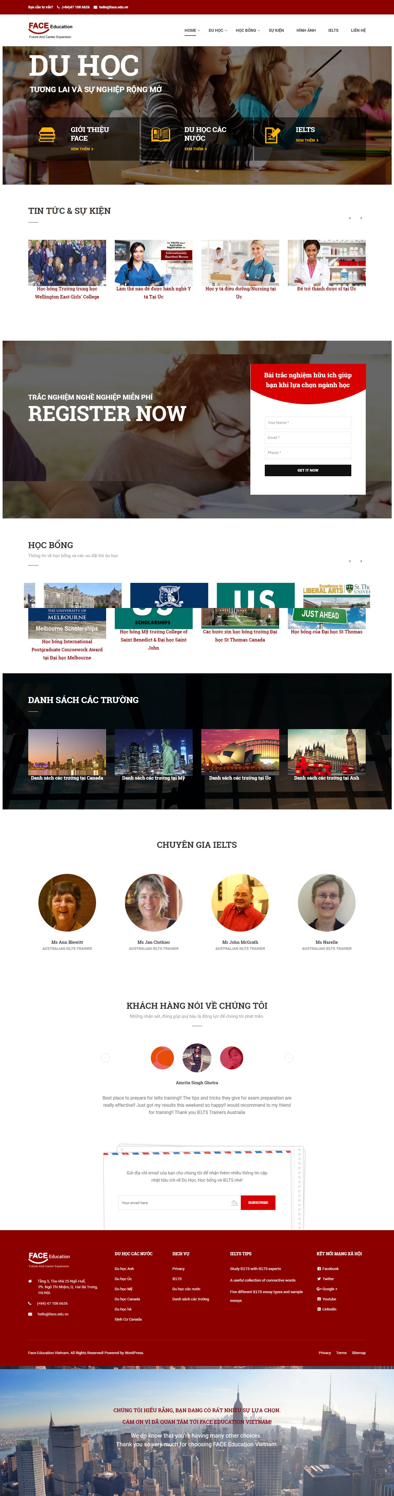 Thiết kế Web du học việc làm face.edu.vn