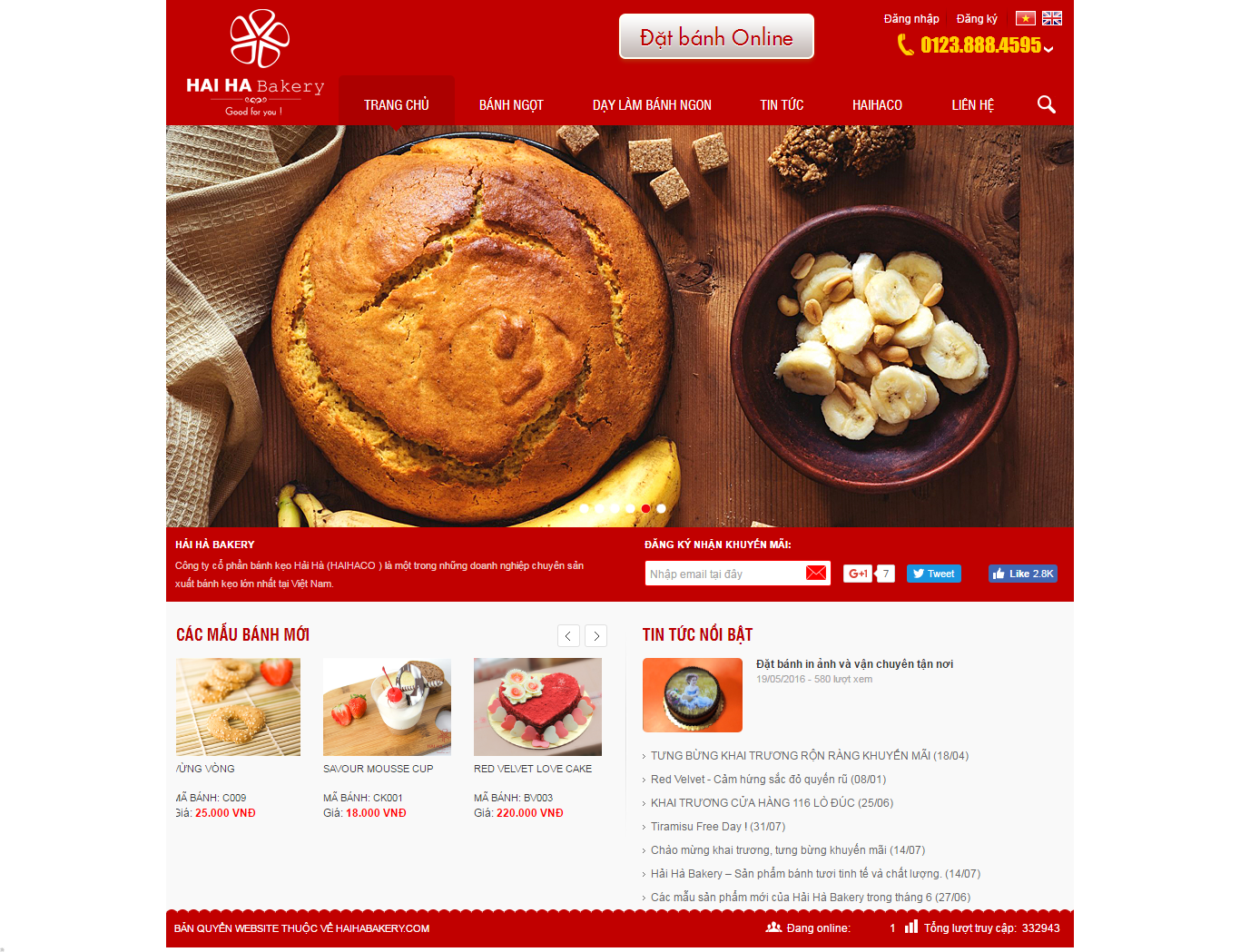 Thiết kế Web bánh sinh nhật haihabakery.vn