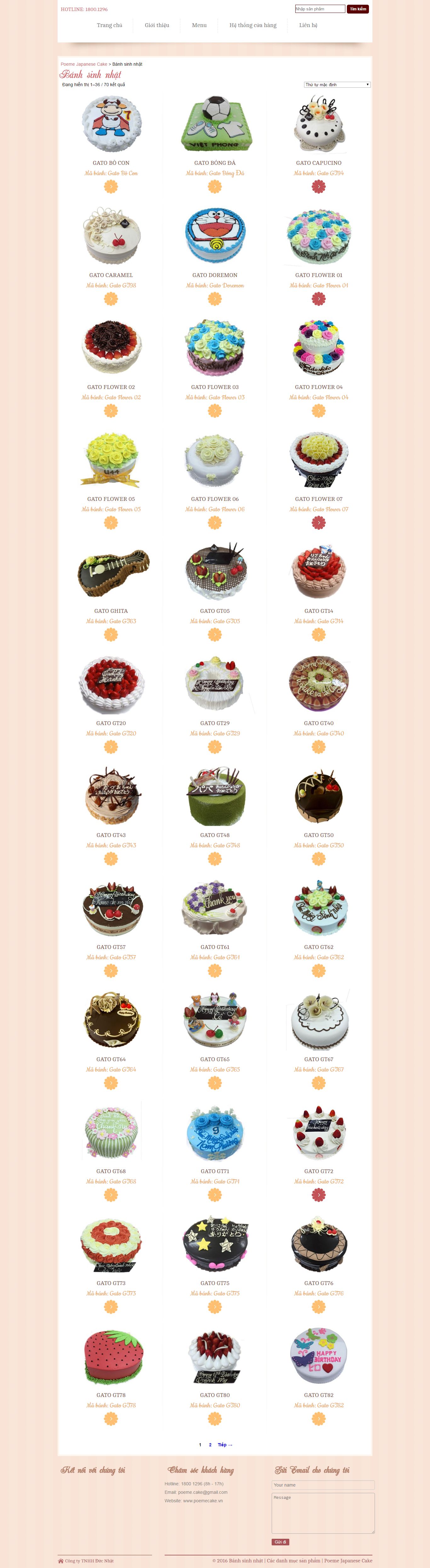 Thiết kế Web bánh sinh nhật poemecake.vn