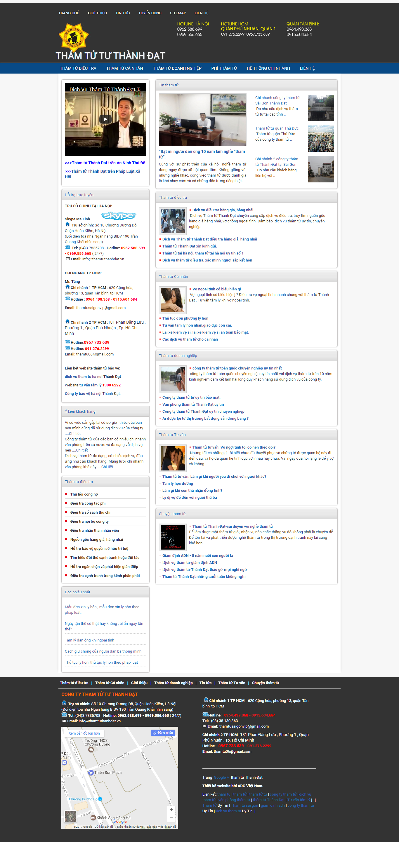 Thiết kế Web thám tử bảo vệ thamtuthanhdat.vn