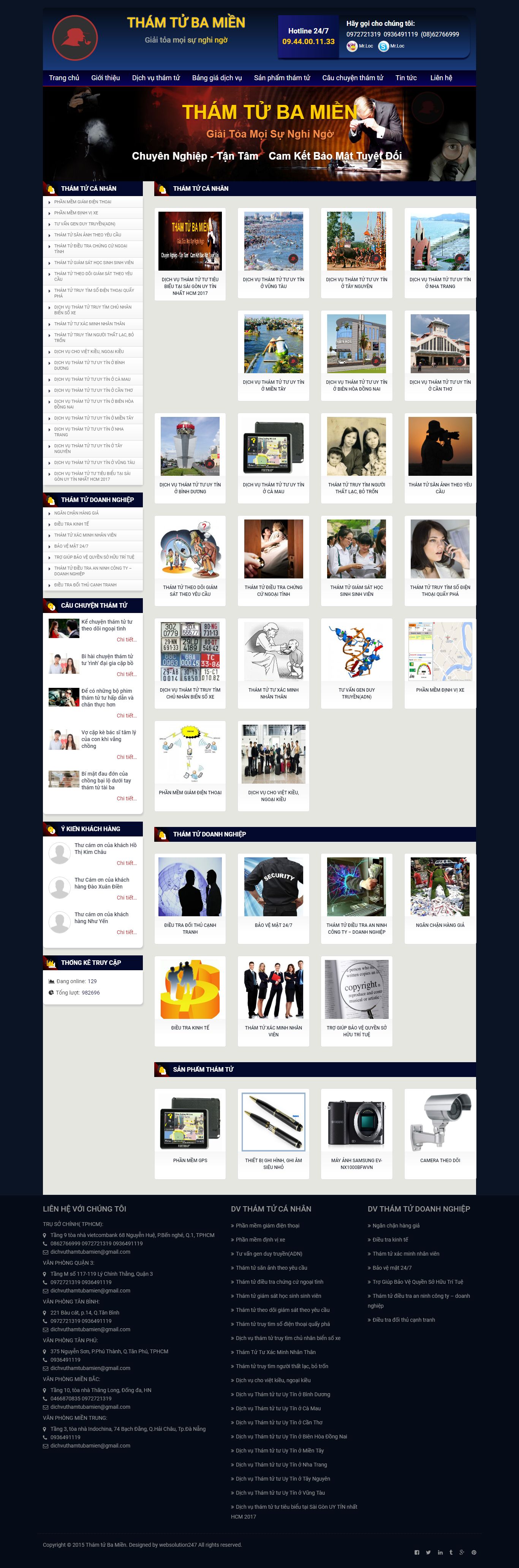 Thiết kế website thám tử 3 miền đẹp, chuyên nghiệp chuẩn SEO